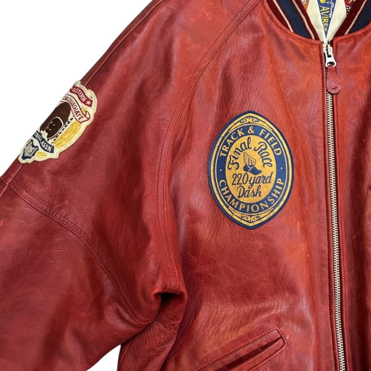Avirex 90s Avirex Leather Varsity Bomber Jacket Mens XL Red Vintage Size US XL / EU 56 / 4 - 6 Thumbnail