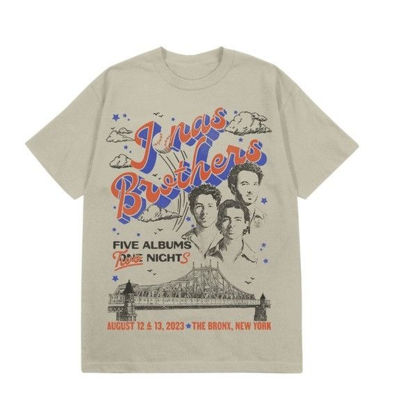 Band Tees NEW JONAS BROTHERS NEW YORK STADIUM CREAM T-SHIRT SZ 2XL XXL Size US XXL / EU 58 / 5 - 6 Thumbnail
