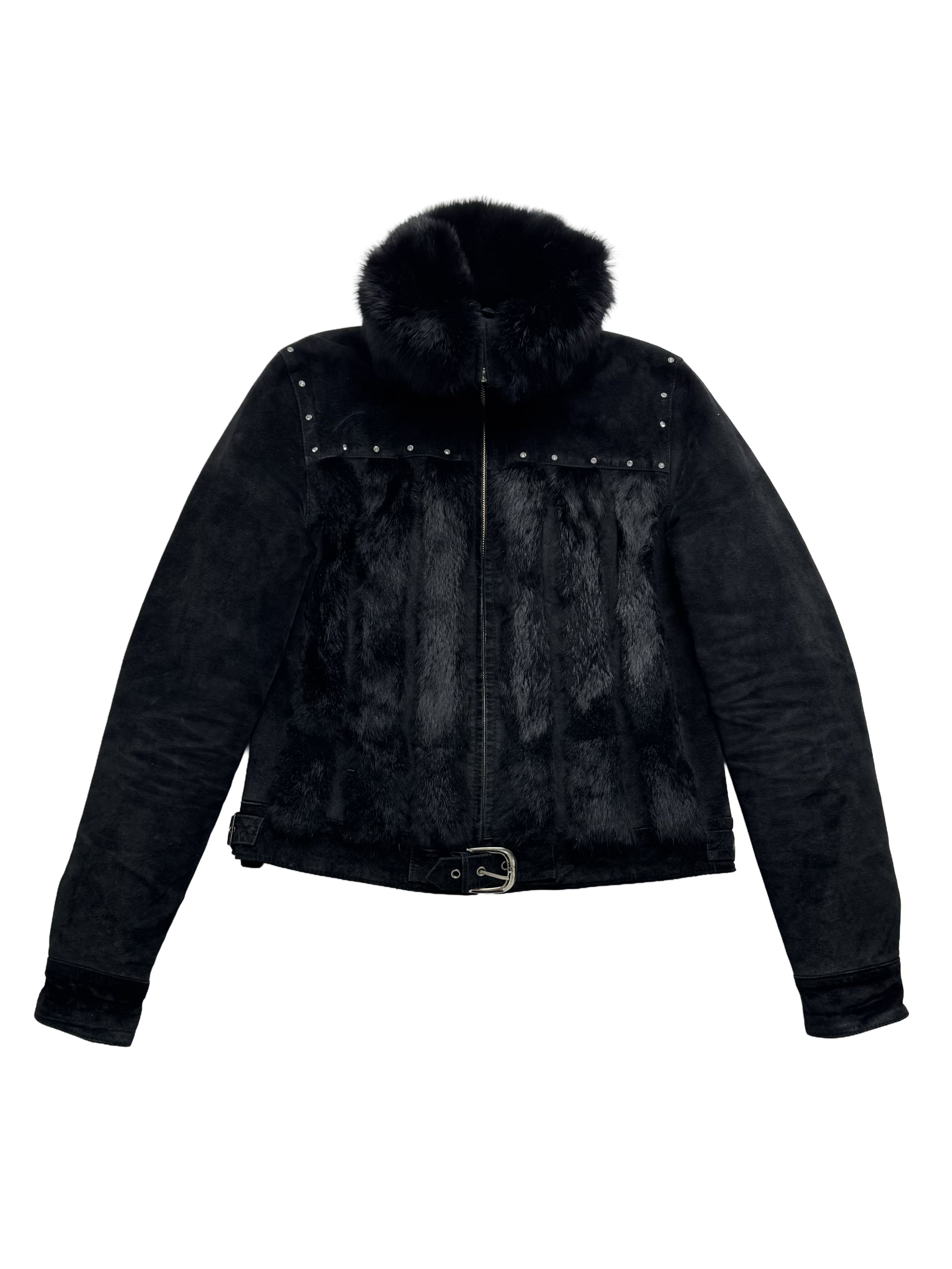 Vintage Vintage Cropped Leather Jacket With Real Fur Details Size M / US 6-8 / IT 42-44 - 5 Thumbnail
