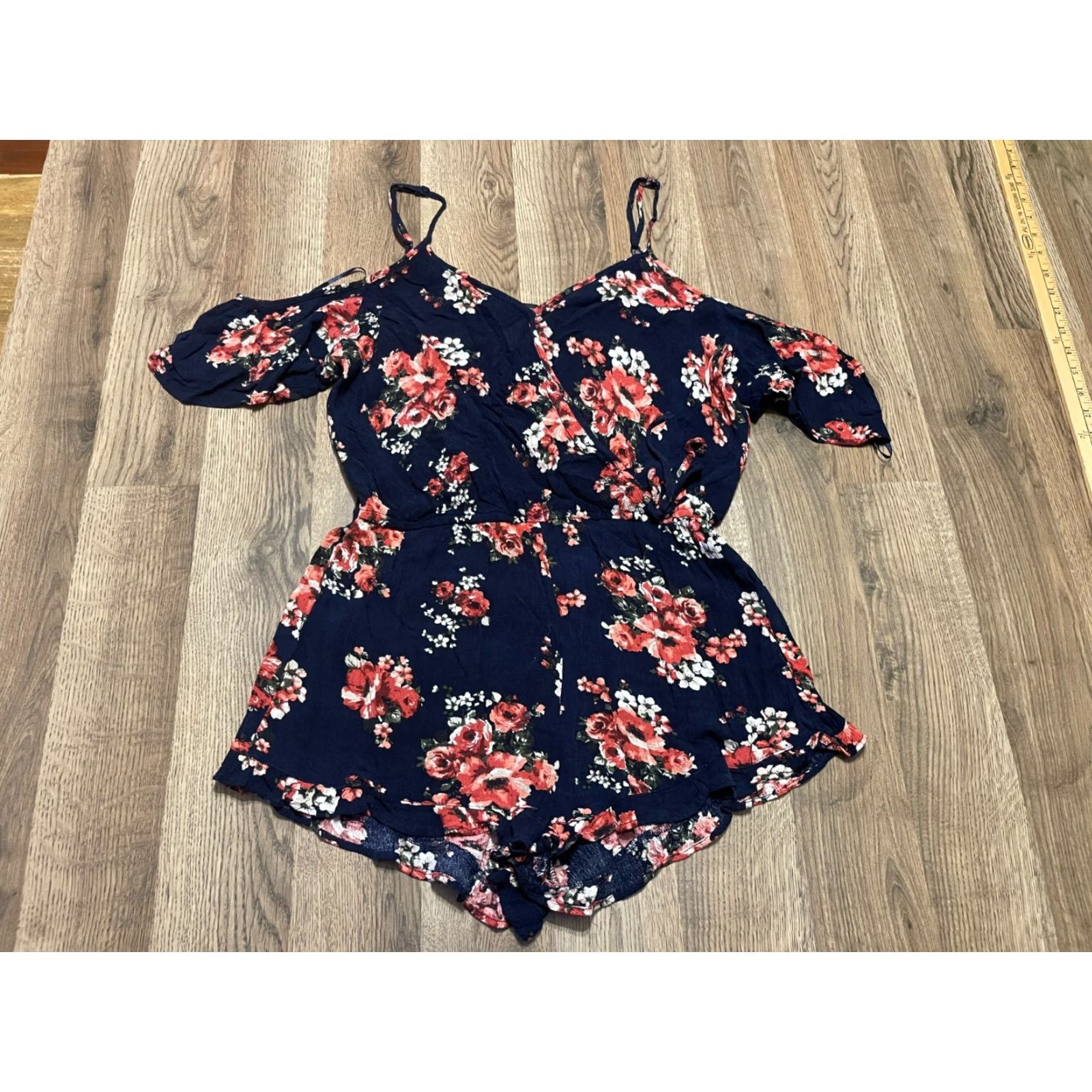 Vintage Ambiance Romper Womens Large Floral Off Shoulder Shirt? Size 36" / US 14 / IT 50 - 2 Thumbnail