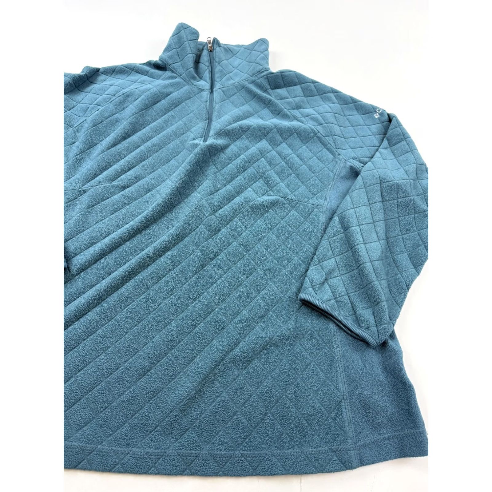 Vintage Columbia Womens 1X Blue Quilted Fleece 1/4 Zip Mock Neck Pullover Sweatshirt Size XL / US 12-14 / IT 48-50 - 3 Thumbnail