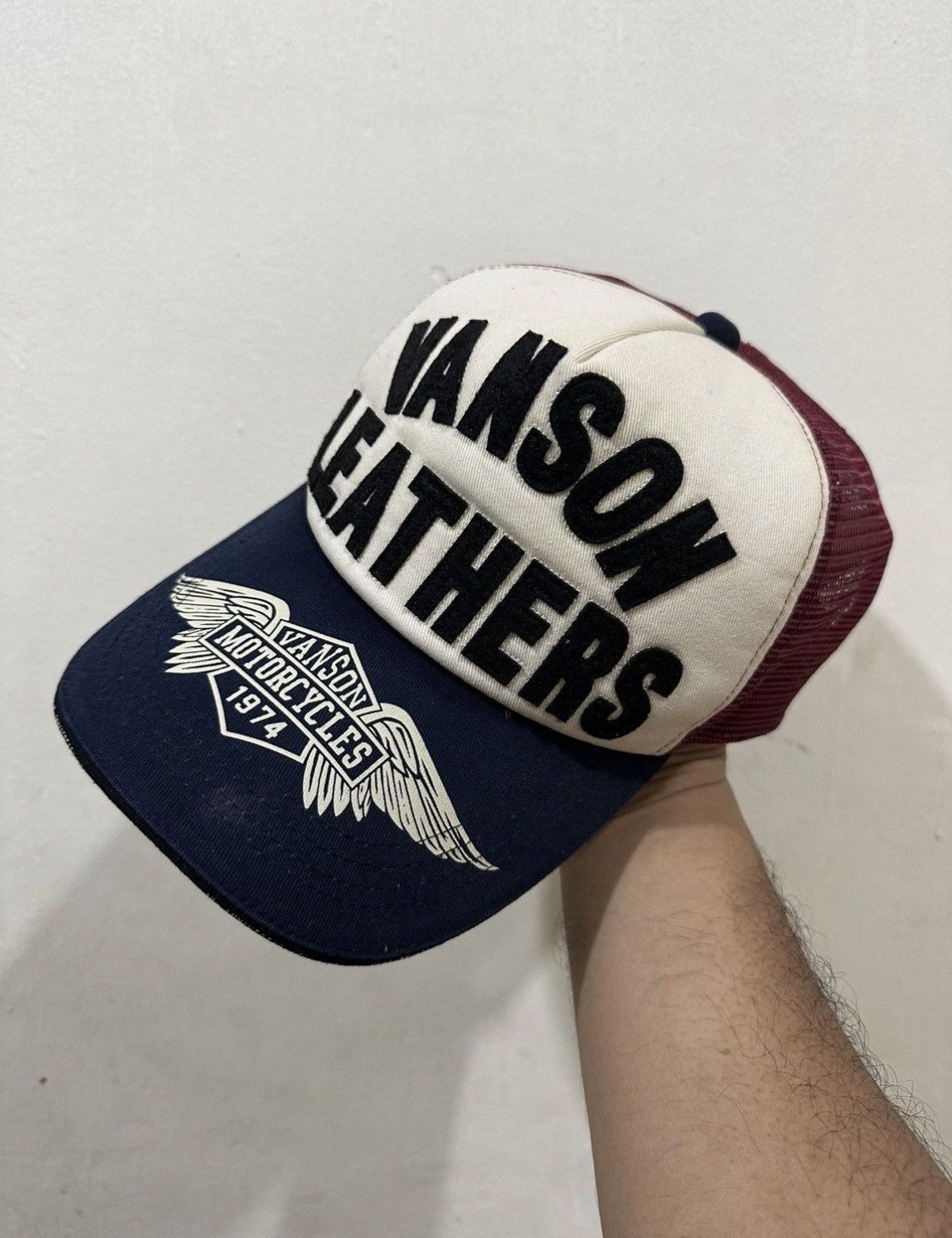 Vanson Leathers VTG Full Embroidery Vanson Distress Trucker Hat Size ONE SIZE - 1 Thumbnail
