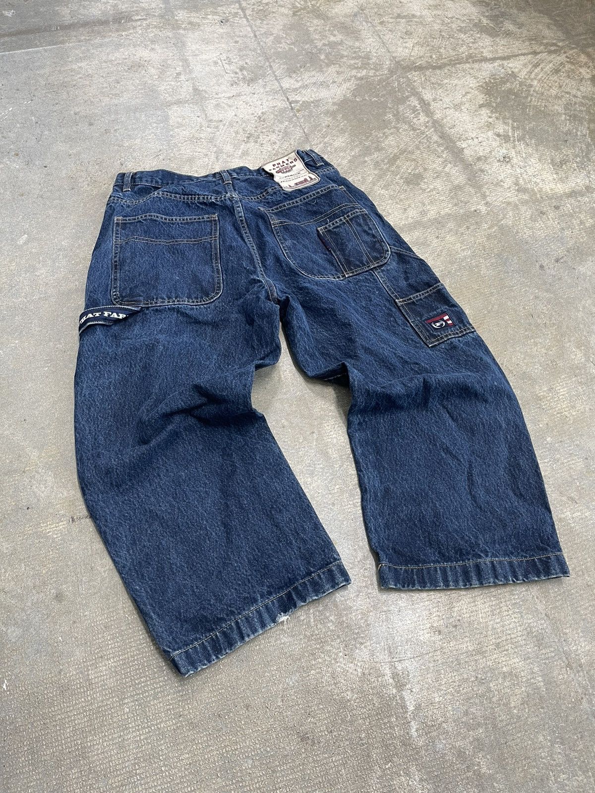 image of Y2K Phat Farm Logo Baggy Carpenter Pants in Denim, Men's (Size 32)