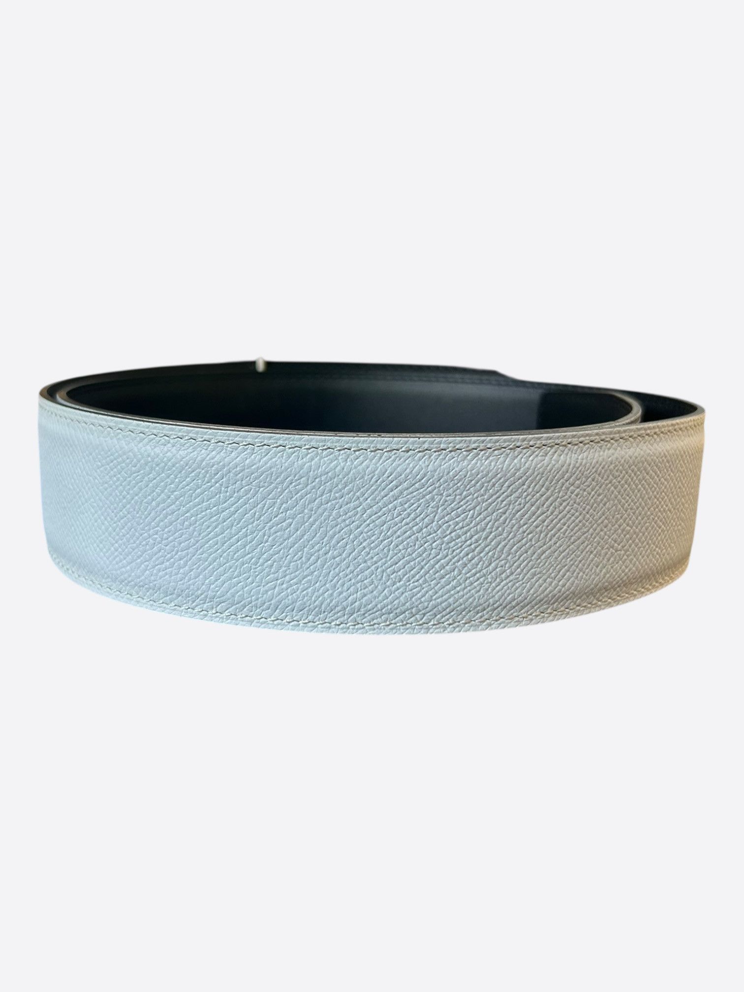 Hermes Hermes White & Black Palladium Reversible H Belt Size 30 - 2 Thumbnail