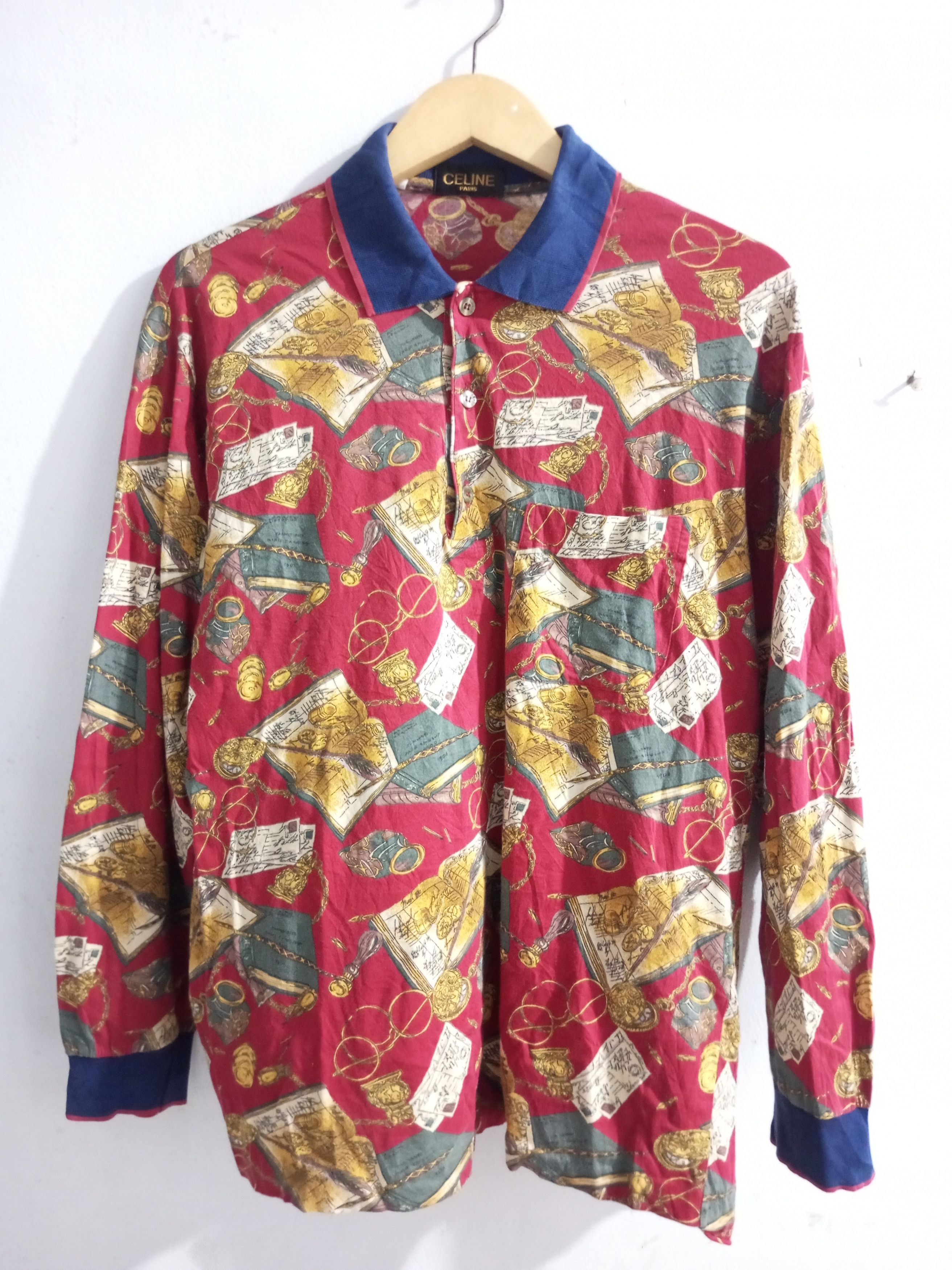 Vintage celine long sleeve polo shirt