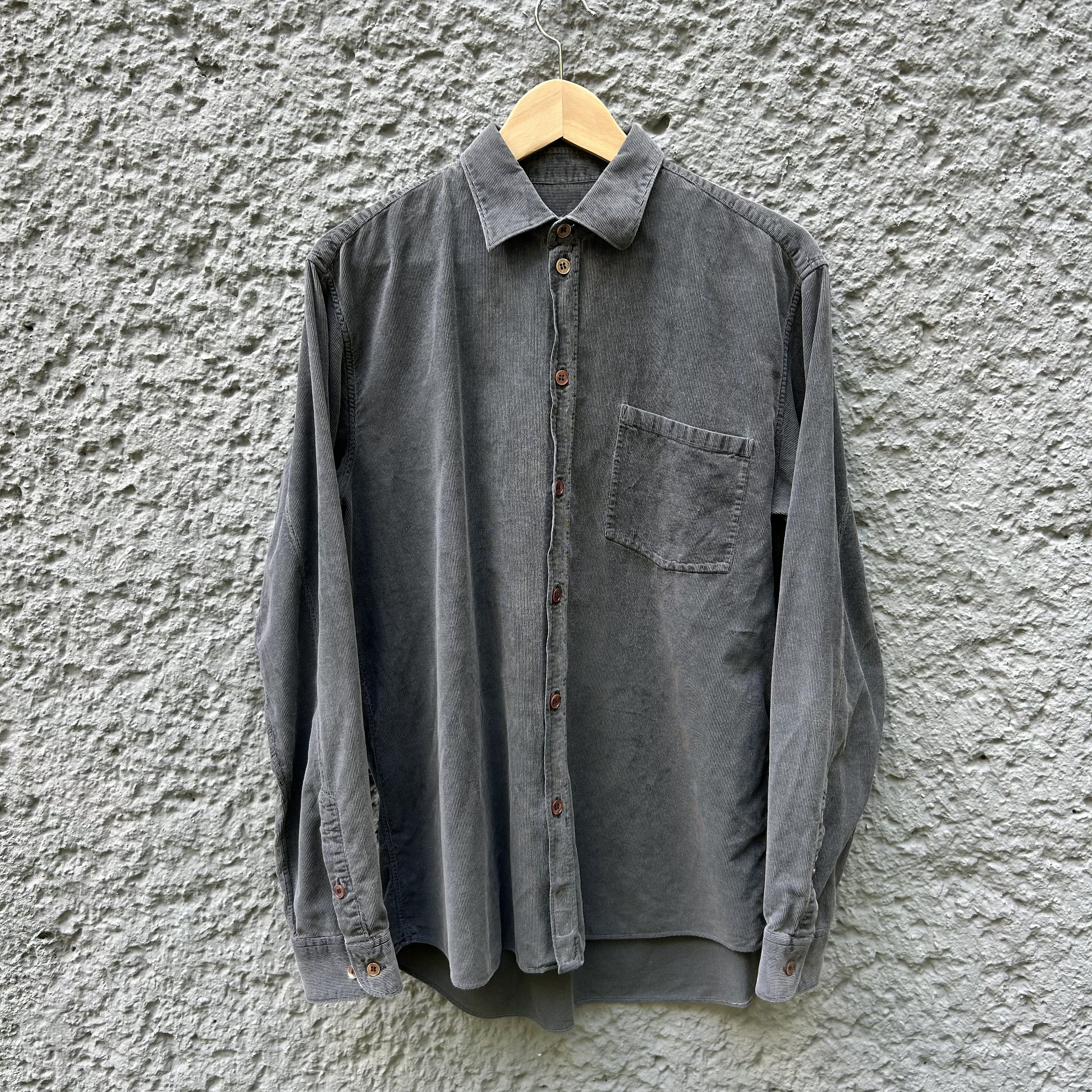 Helmut Lang Vintage Archive Helmut Lang Gray Corduroy Shirt Button Up Size US M / EU 48-50 / 2 - 1 Thumbnail