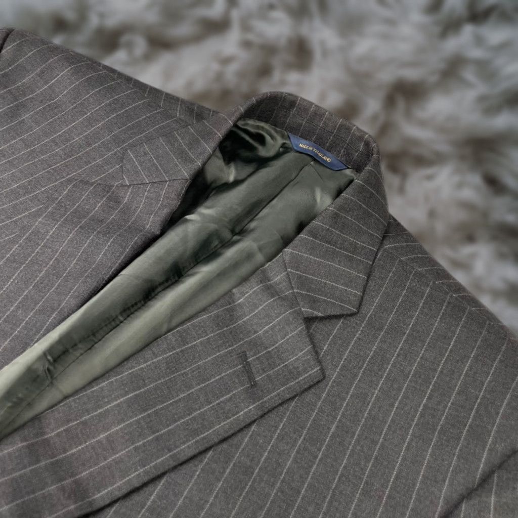 Brooks Brothers Blazer Men's 42L Gray Stripe Wool 2-Button Striped Business Long Mens
