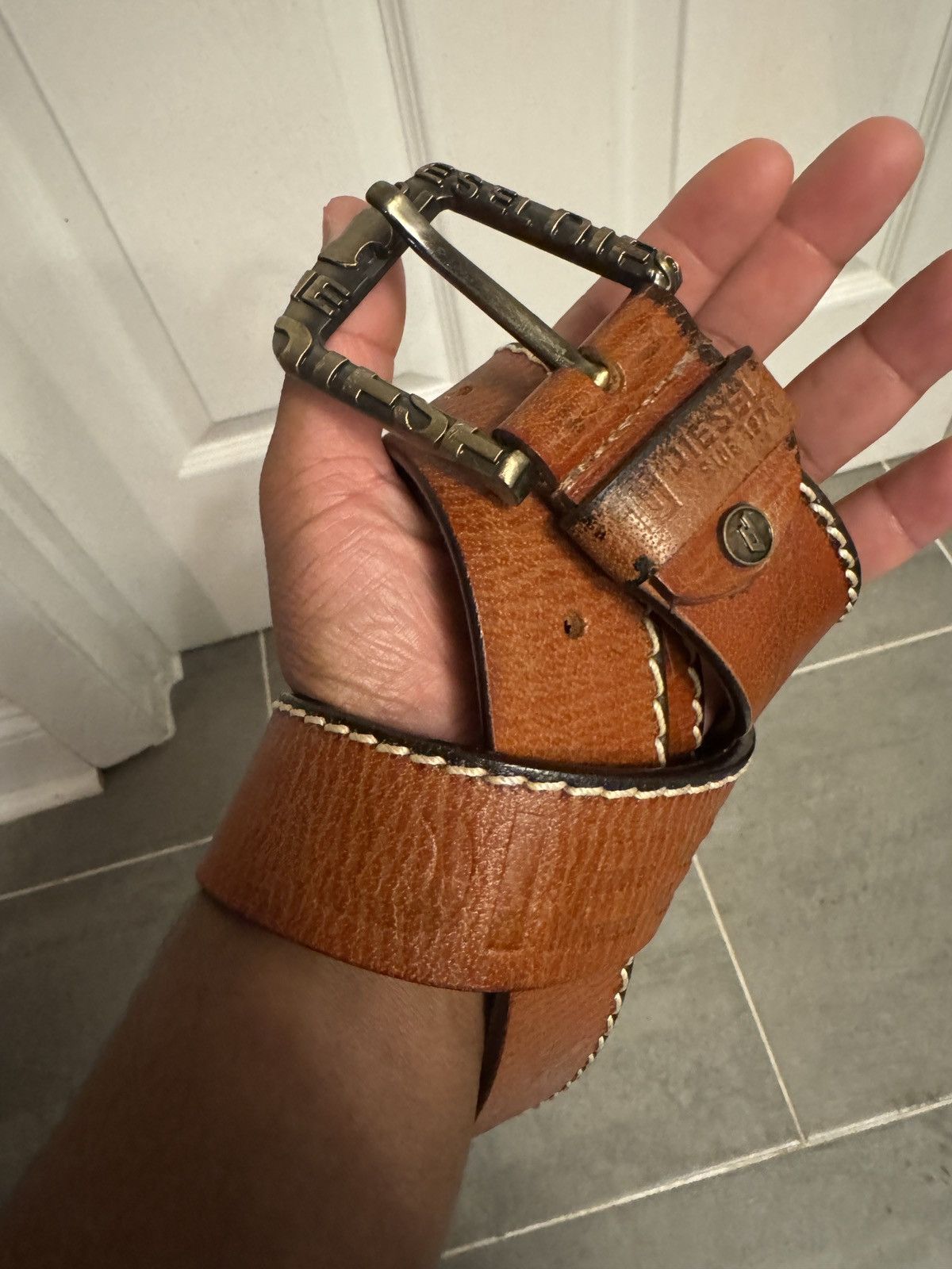小物 DIESEL leather BELT BIG LOGO BK vintage Diesel Vintage Leather Belt | eBay