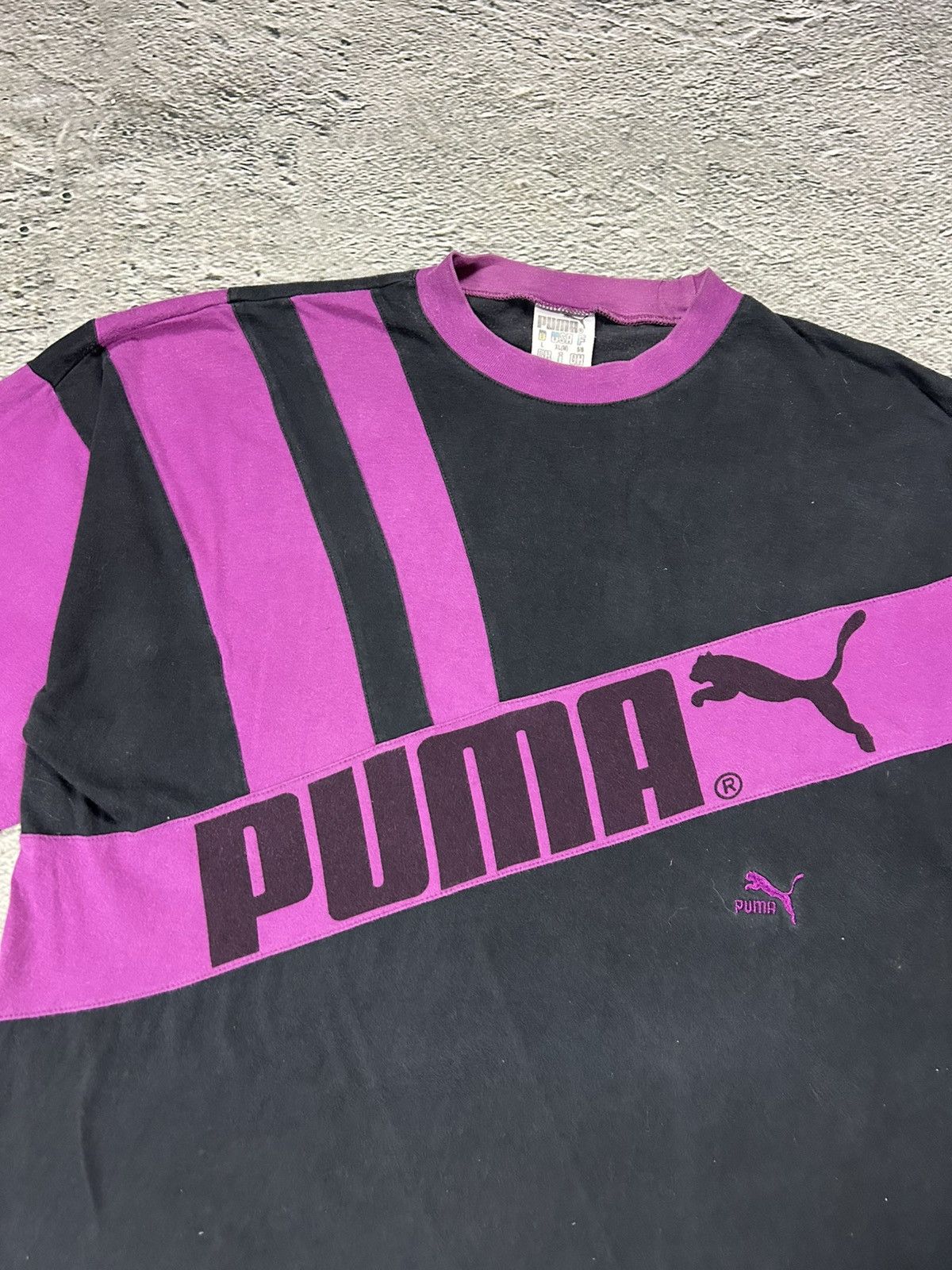 Puma Puma vintage t-shirt 90s purple black big logo Size US L / EU 52-54 / 3 - 2 Thumbnail