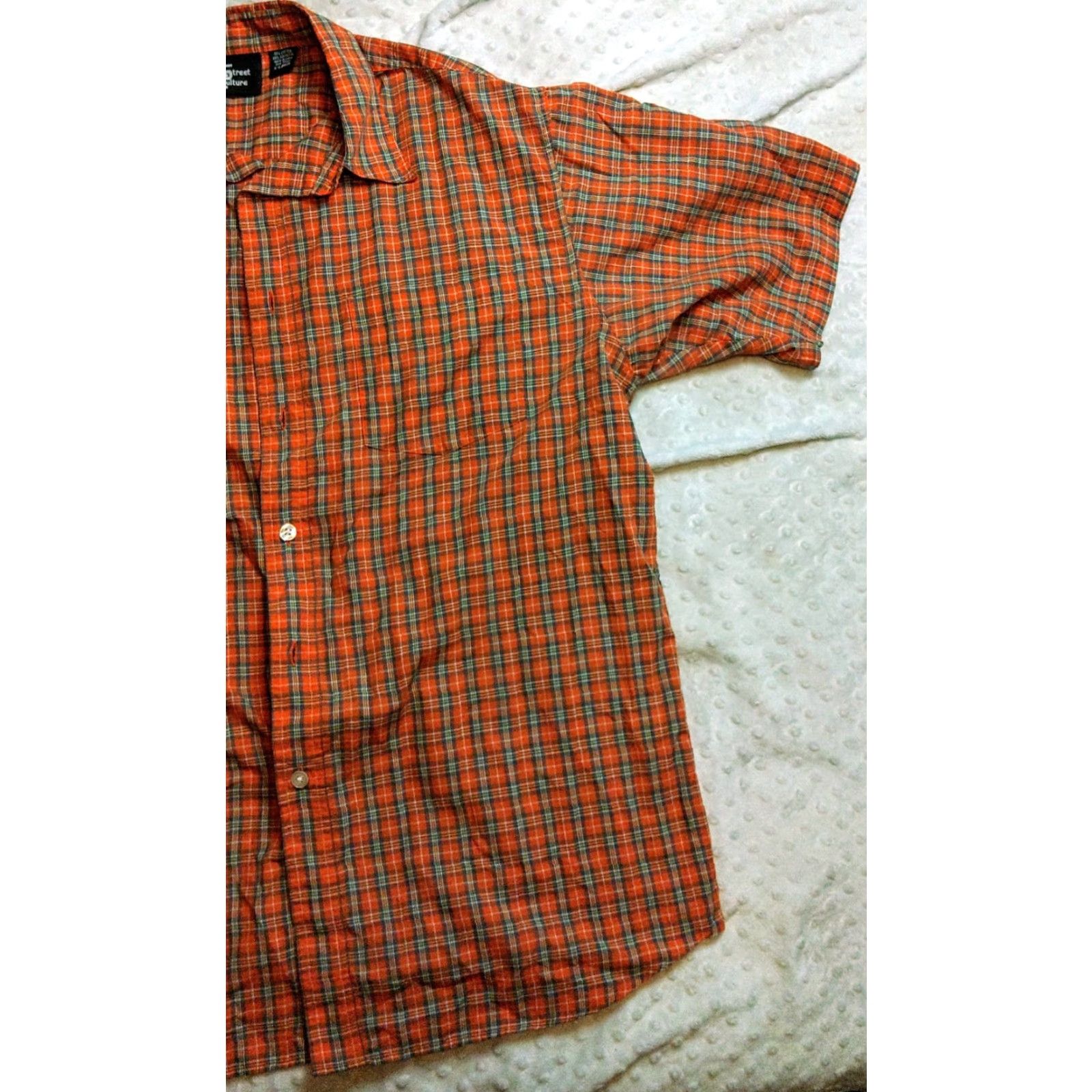 Vintage VINTAGE Street Culture Shirt XL Short Sleeve Orange Plaid Button Up 90s Mens Size US XL / EU 56 / 4 - 2 Thumbnail