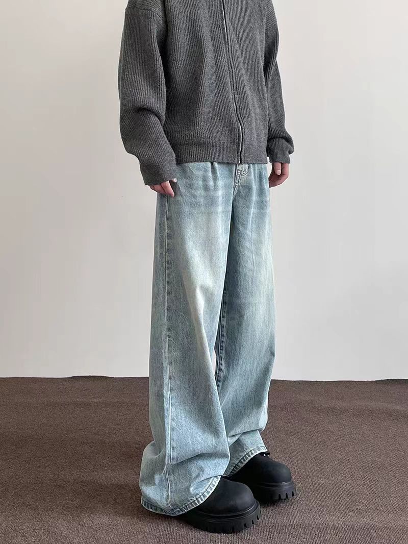 Japanese Brand × Jean Street blue washed baggy retro jeans Size US 30 / EU 46 - 1 Thumbnail