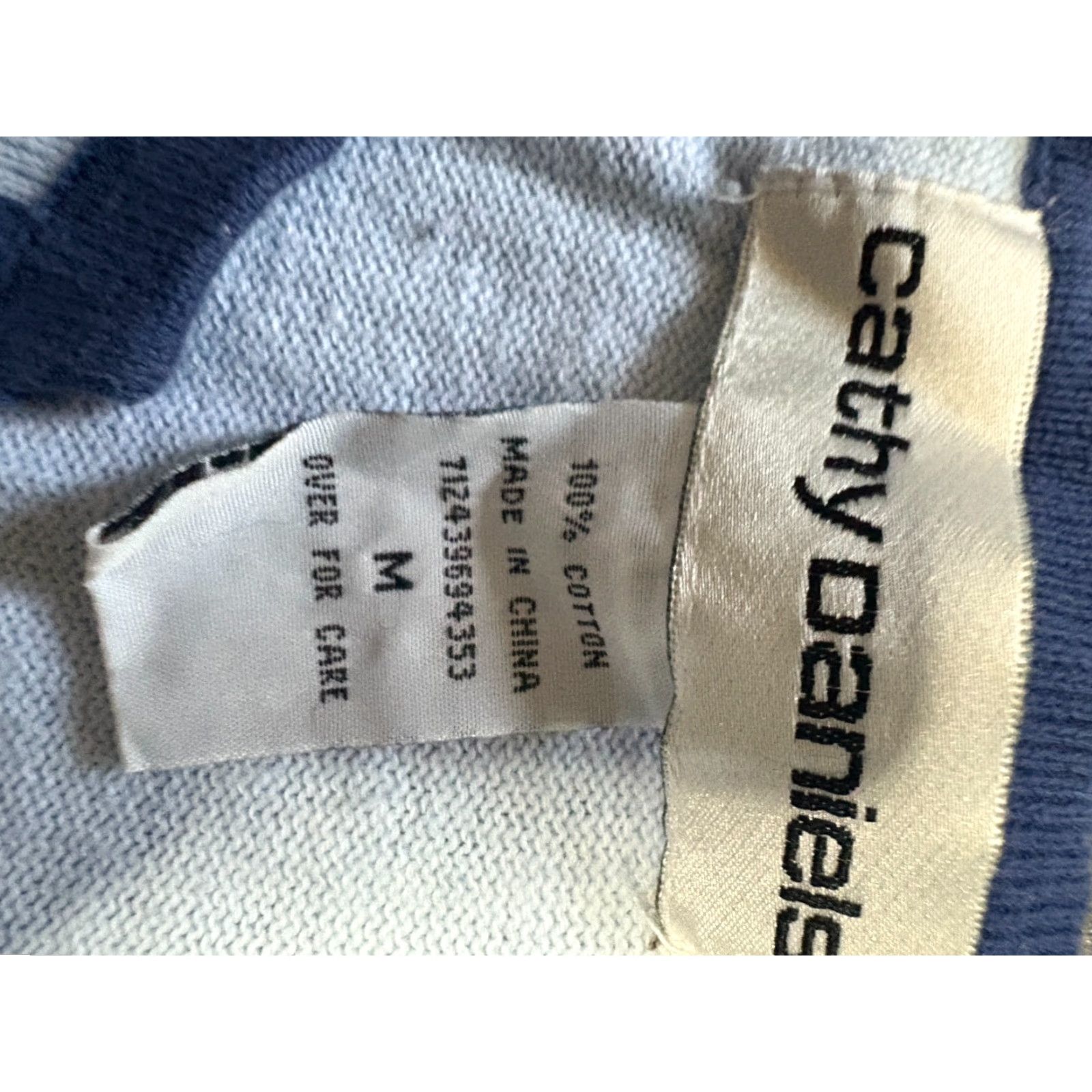 Vintage Cathy Daniels Sweater Shirt Women's M Floral Cotton Knit Long Sleeve Blue Size M / US 6-8 / IT 42-44 - 2 Thumbnail
