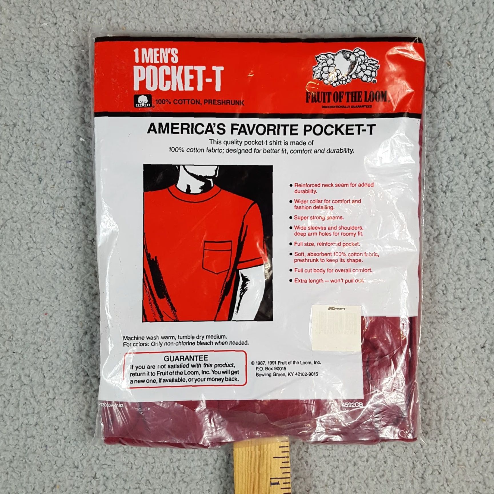 Fruit Of The Loom VINTAGE Fruit Of The Loom T-Shirt Red Pocket Tee Men's 3XL 1990s 1991 USA Made Cotton Short Sleeve Crew Neck Size US XXL / EU 58 / 5 - 6 Thumbnail