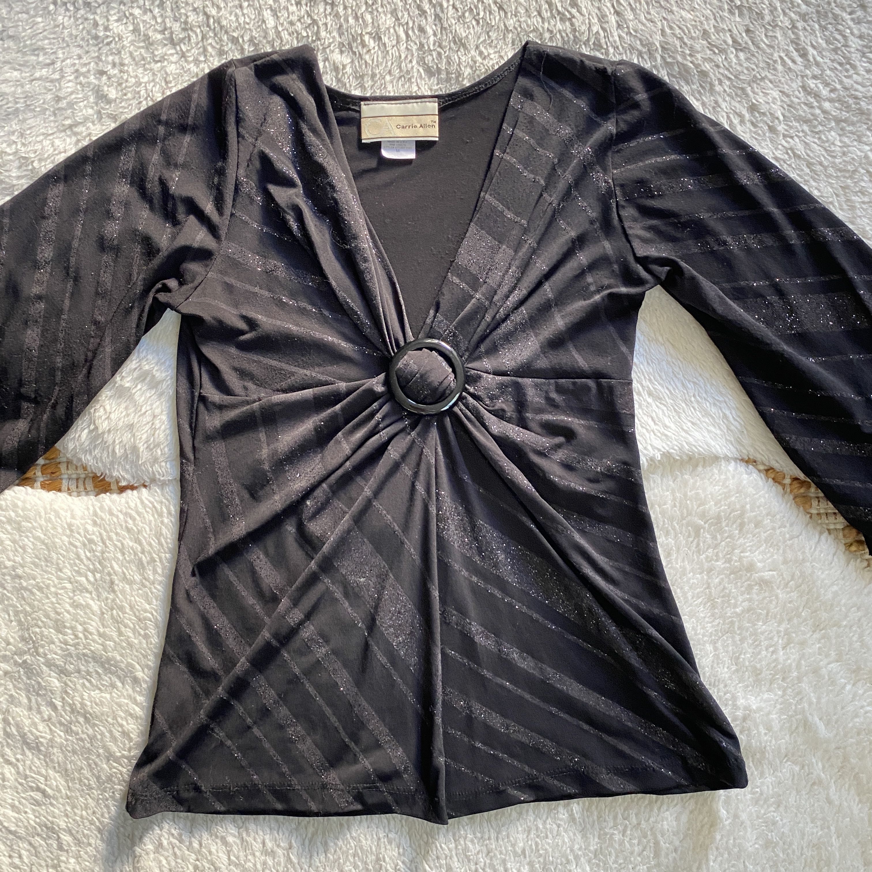 Other Vintage Carrie Allen Women’s Medium Black Glitter Top Size M / US 6-8 / IT 42-44 - 2 Thumbnail