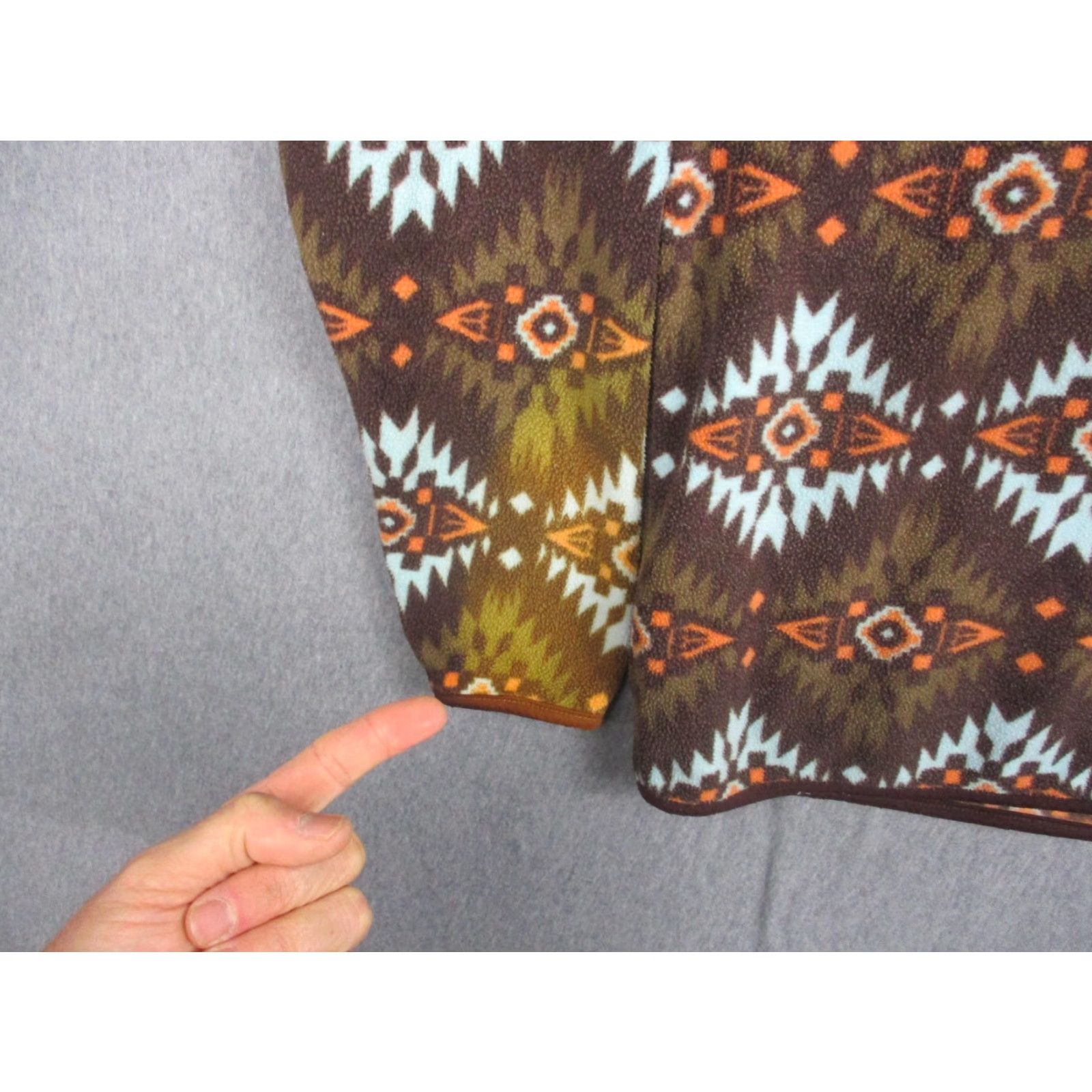 Vintage Free Nature Fleece Pullover Mens Small Brown Aztec Southwest Snap Mock Neck Pullover Geometric Pattern Sweater Men's Brown Aztec Mock Neck Pullover Size US S / EU 44-46 / 1 - 3 Thumbnail