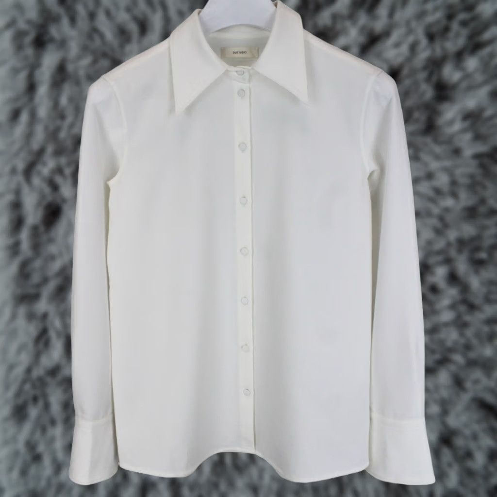 Vintage SUISTUDIO Alec Shirt Womens UK 10 Button-Up Spread Collar White Suitsupply Size L / US 10 / IT 46 - 1 Thumbnail