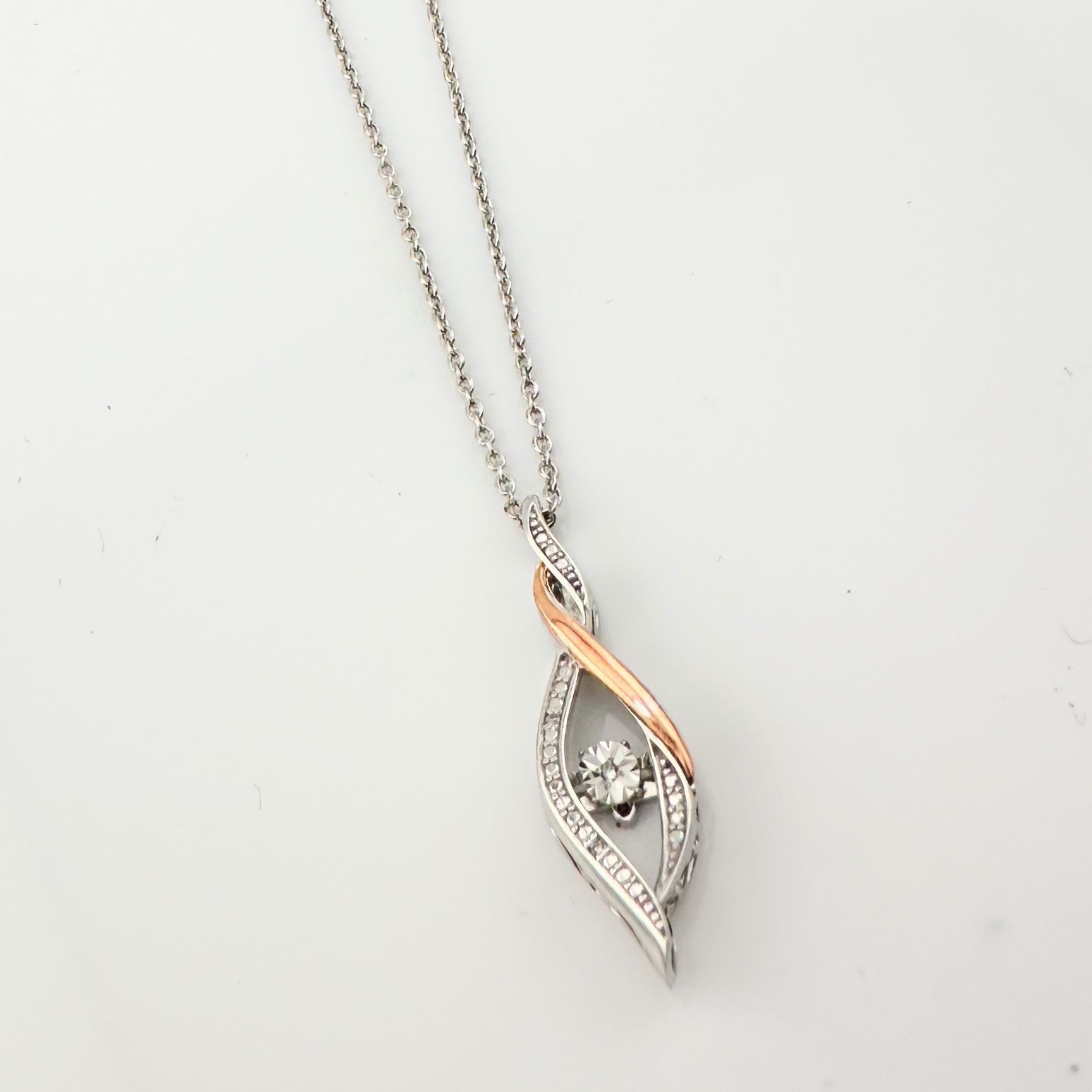 Other Twisted 10kt Rose Gold & Sterling Silver Diamond Necklace Size ONE SIZE - 3 Thumbnail