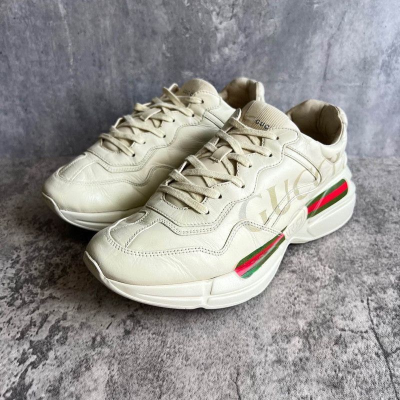 Gucci Rhyton Logo Dad Sneakers in Ivory White -