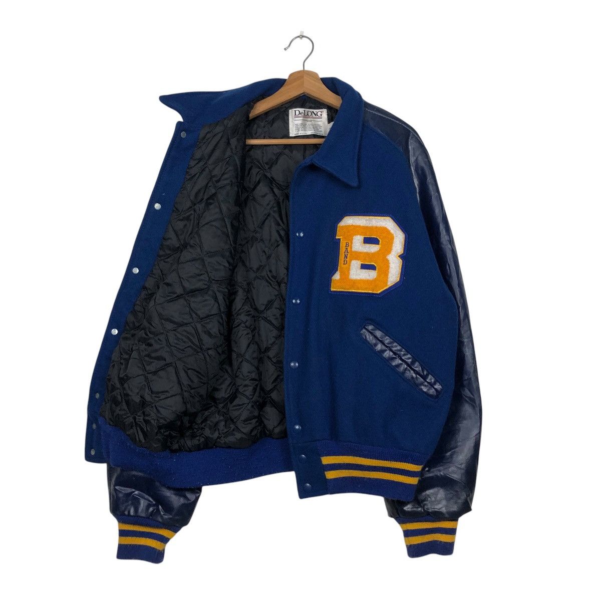Delong 📌Vintage Leather Varsity Jacket Delong Made in Usa Size US XL / EU 56 / 4 - 12 Thumbnail