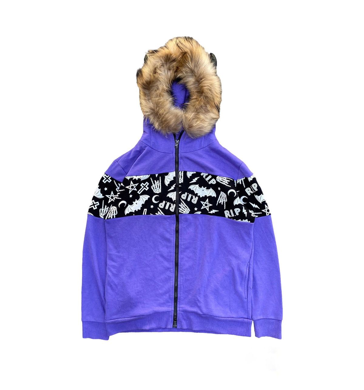 image of If Six Was Nine x Le Grande Bleu L G B Listen Flavor Fur Hoodie Black Punk If6Was9 Lgb Style in Pur