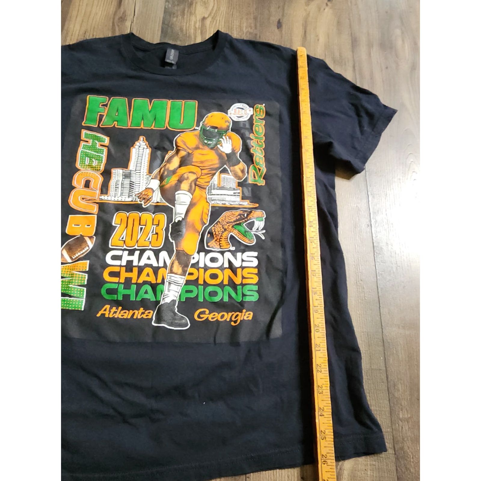 Gildan Mens L Florida A&M FAMU 2023 HBCU Bowl Football T Shirt Double Sided Black Cotton Gildan Unisex Adults Short Sleeve Crew Neck 2023 College Mens Size US L / EU 52-54 / 3 - 4 Thumbnail