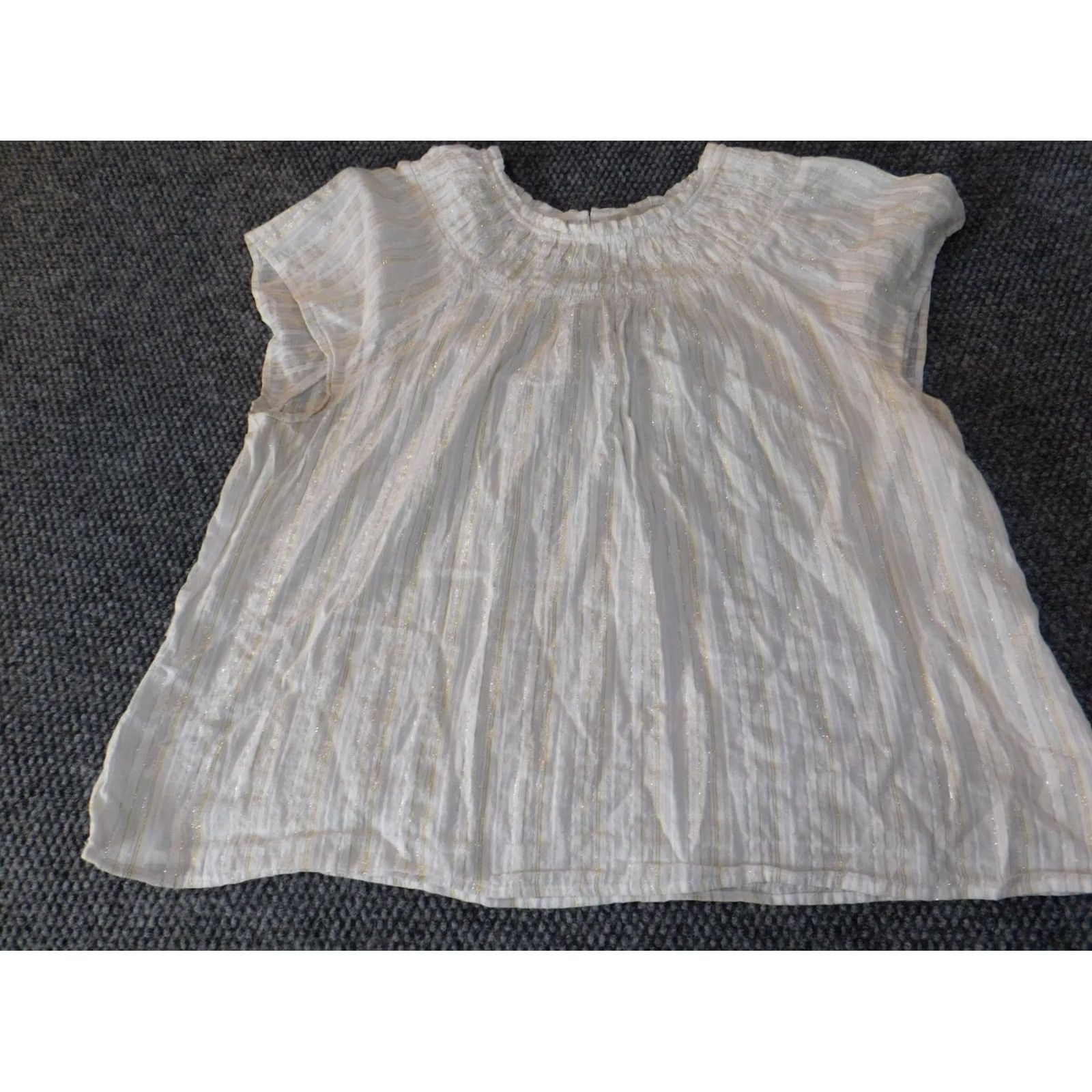 Loft Loft Blouse Womens Petite P2XL XXLP Stripe Short Sleeve Collared Pullover White Cotton Lightweight Casual Designer Classic Size XXL / US 16-18 / IT 52-54 - 2 Thumbnail
