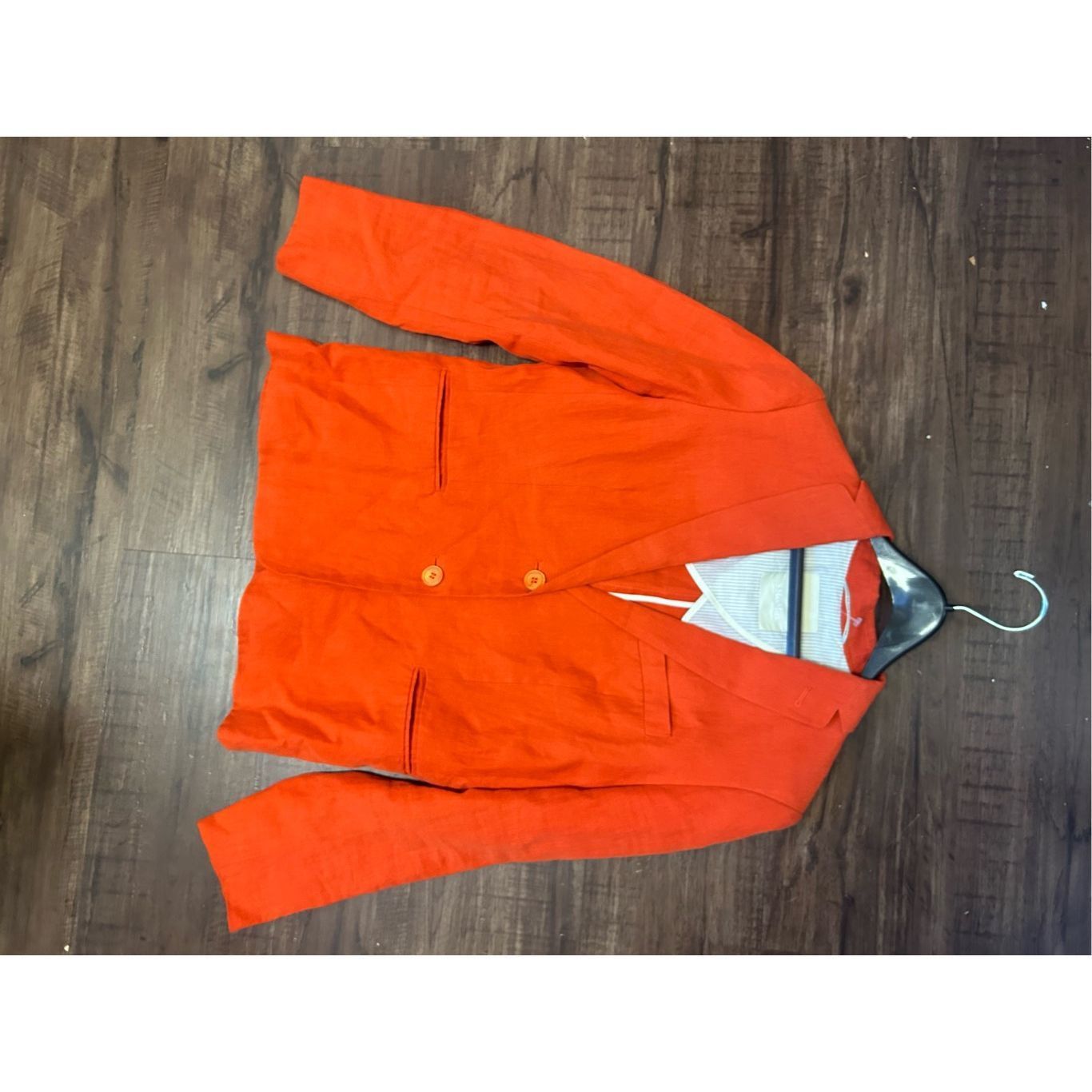 Max Mara Max Mara Linen Button Coral Orange Button Shell Blazer, *Siz Size M / US 6-8 / IT 42-44 - 3 Thumbnail
