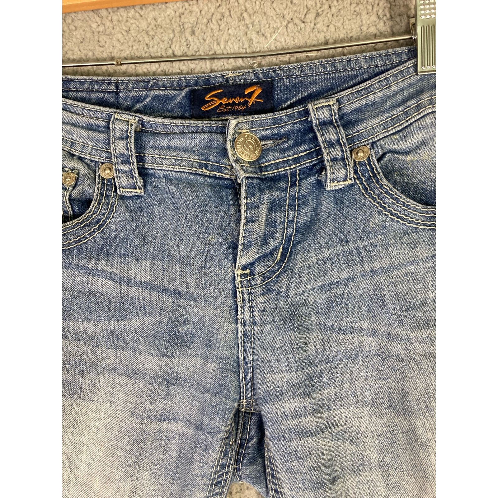 Seven 7 Seven7 Women's Size 4 Blue Denim Capri Jeans Low Rise Size 27" / US 4 / IT 40 - 7 Thumbnail