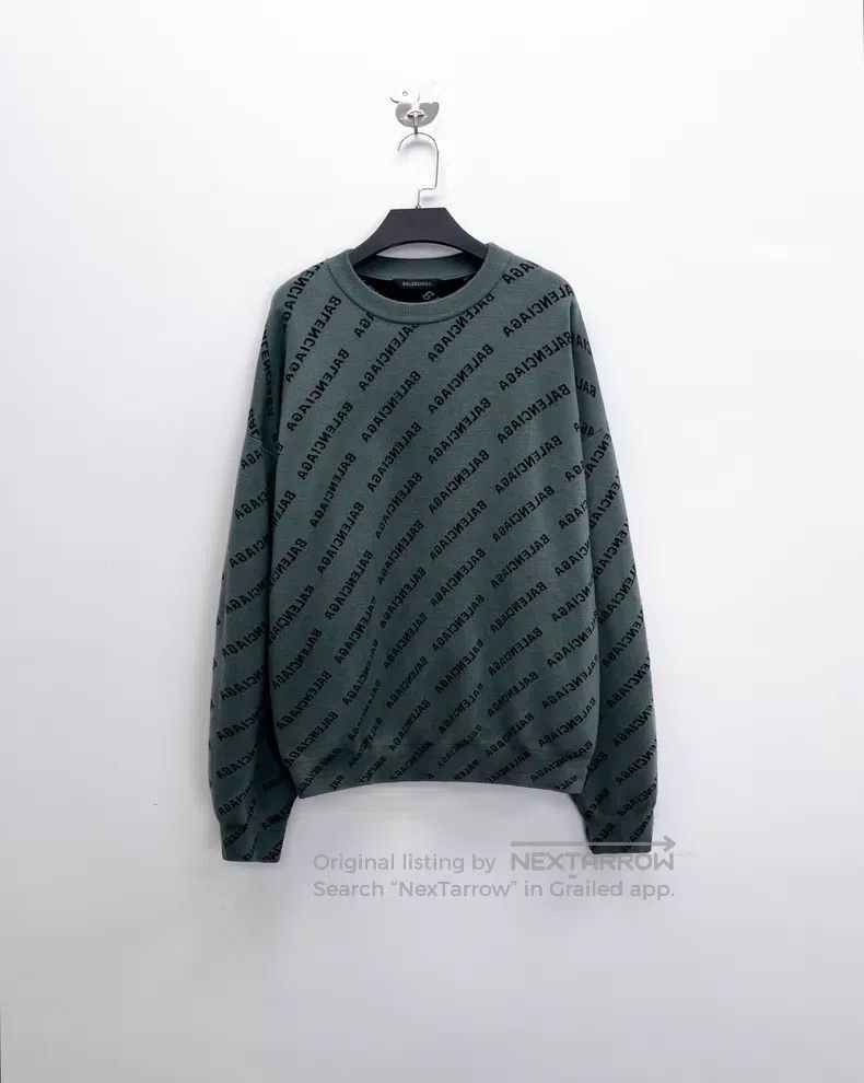 Balenciaga Balenciaga Grayish Green Barrage Printed Letter Logo Knit Size US S / EU 44-46 / 1 - 1 Thumbnail