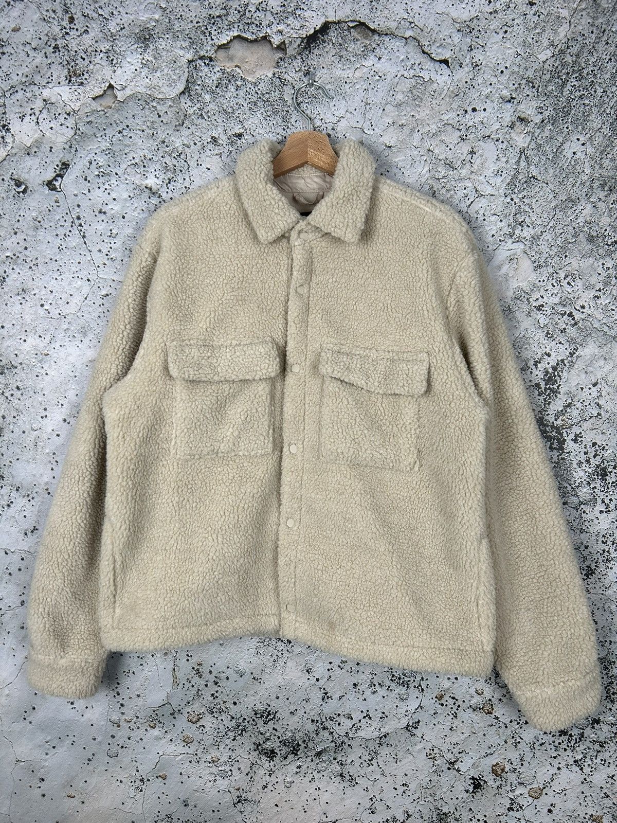 Vintage Sherpa Beige Bomber Jacket Boxy Hype Skate