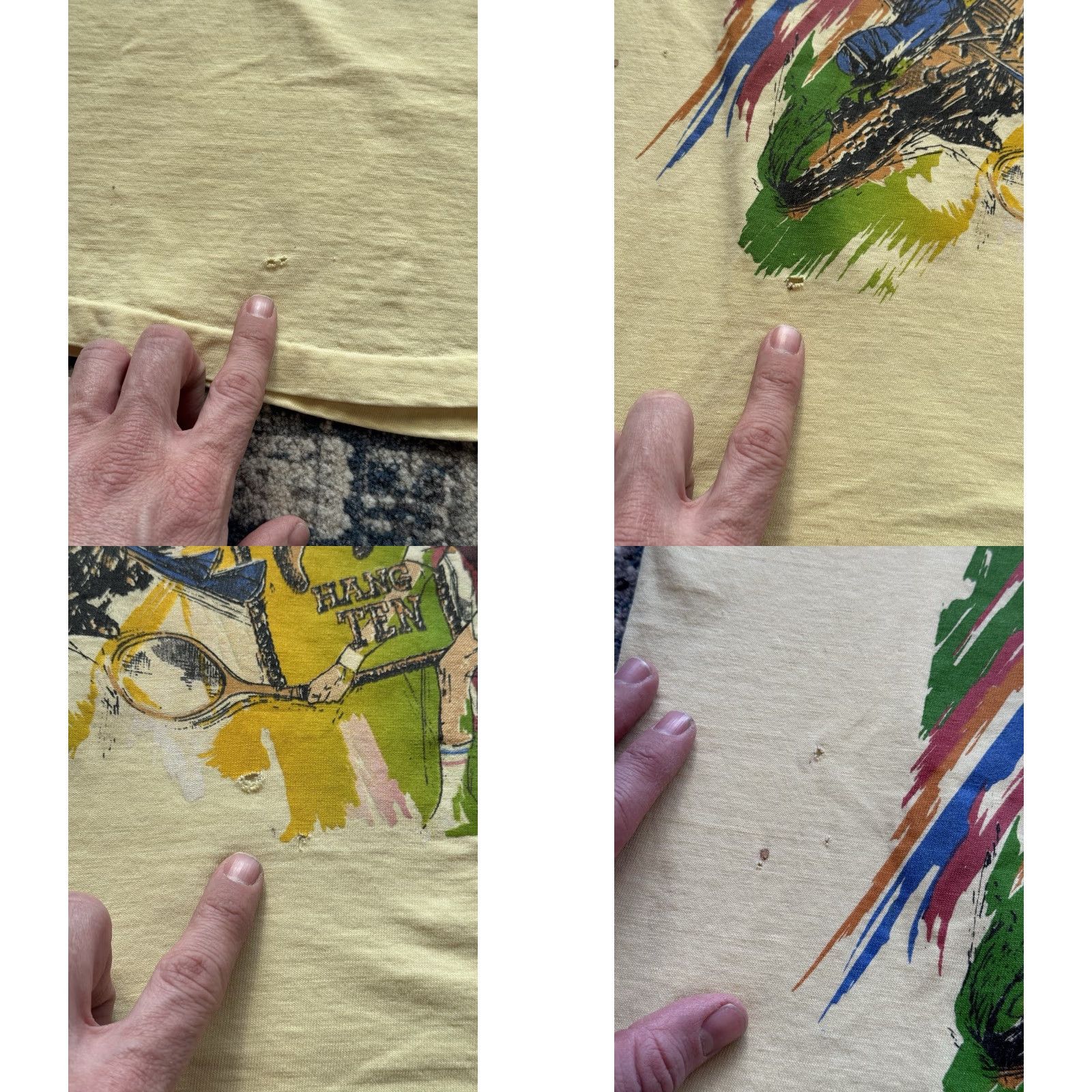 Hang Ten VINTAGE Hang Ten T-Shirt XL Yellow 80s Double-Sided Graphic Print Crew Neck Short Sleeve Men Ski Surf Biker Sports Tennis Skate Motorcycle Logo 1980s Size US XL / EU 56 / 4 - 8 Thumbnail