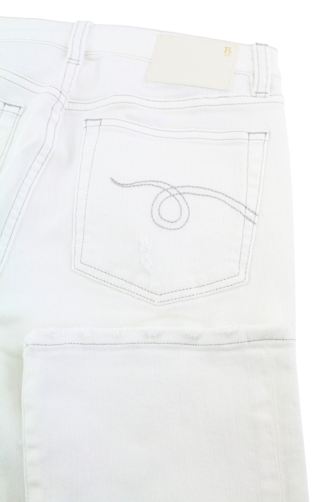 R13 KICK 27 Zip Fly Bale White Bootcut Ankle Jeans 84470 Size 27" / US 4 / IT 40 - 6 Thumbnail