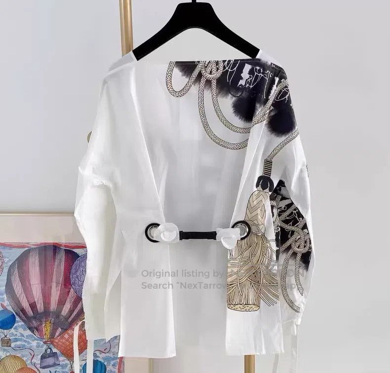 Hermes Hermes White Back Metal Buckle Shirt Size XS / US 0-2 / IT 36-38 - 5 Thumbnail