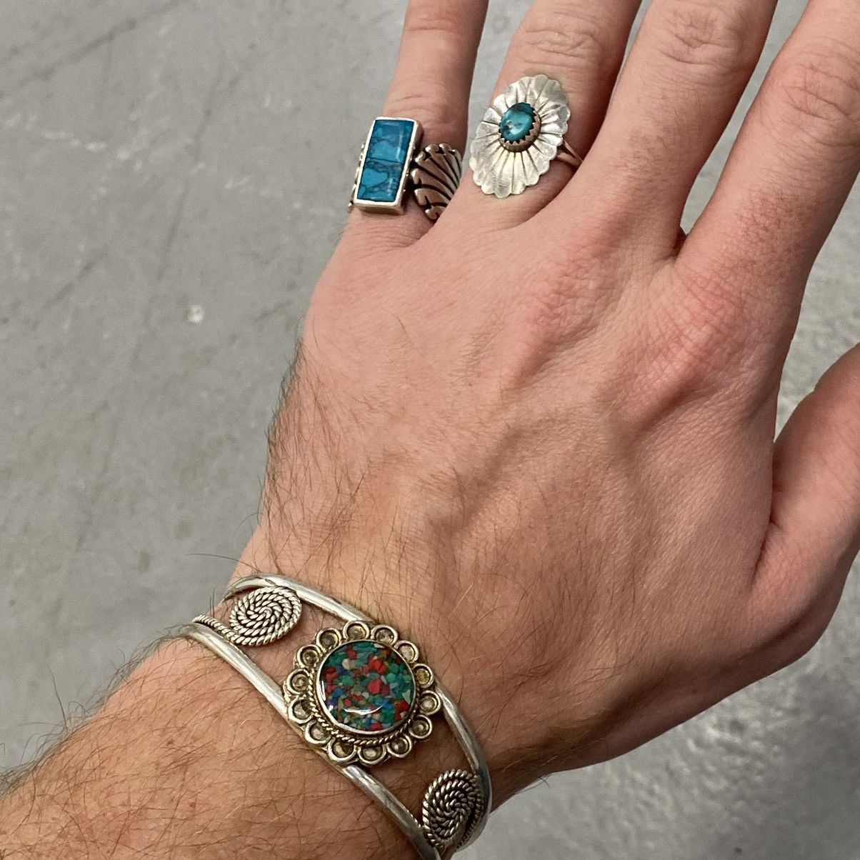 Kapital × Vintage Vtg 60s 70s Alpaca Silver Floral Rope Motif Western Cuff Size ONE SIZE - 7 Thumbnail
