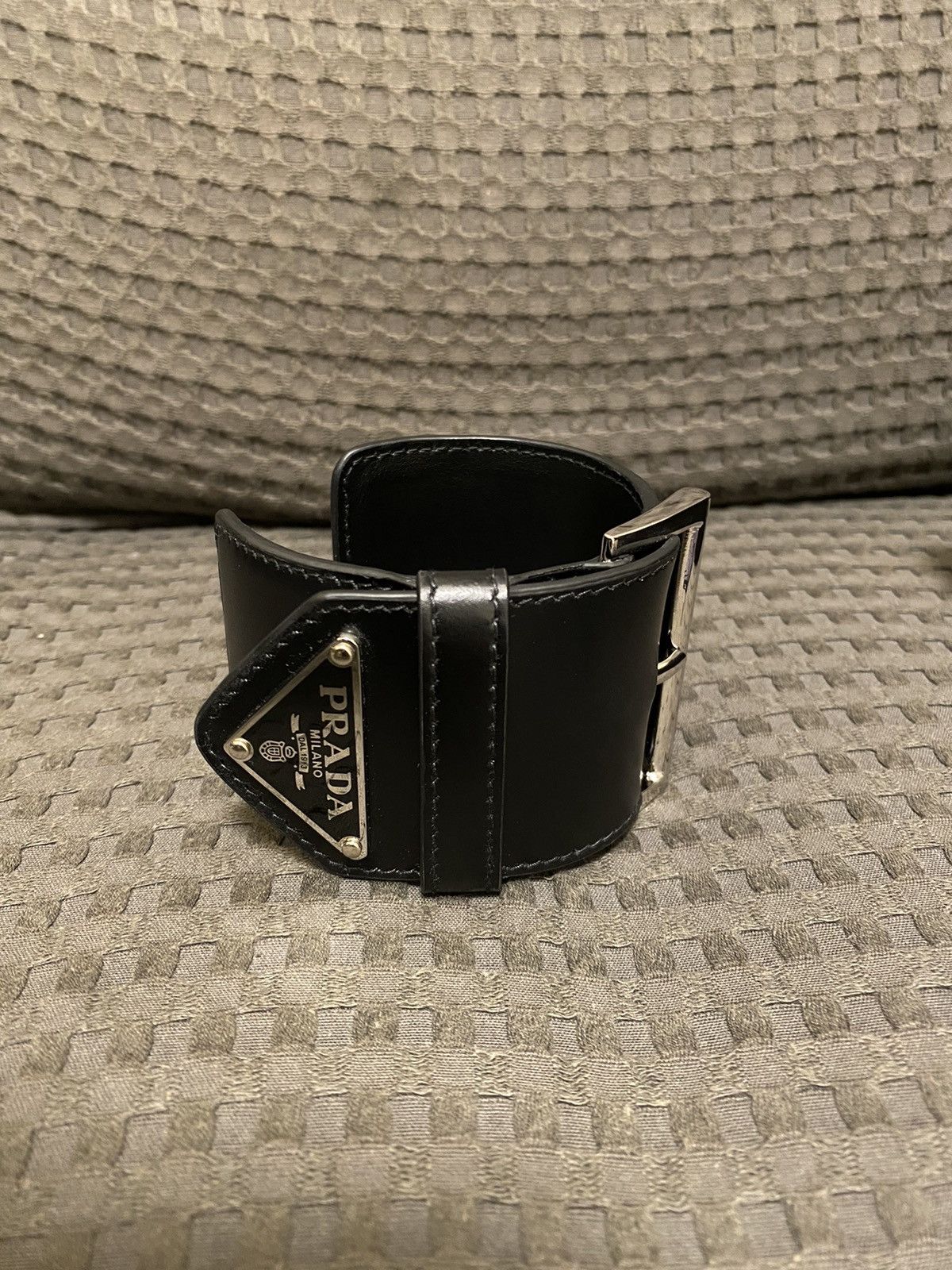 Prada × Raf Simons 🔺Prada 🔺black leather bangle Size ONE SIZE - 3 Thumbnail