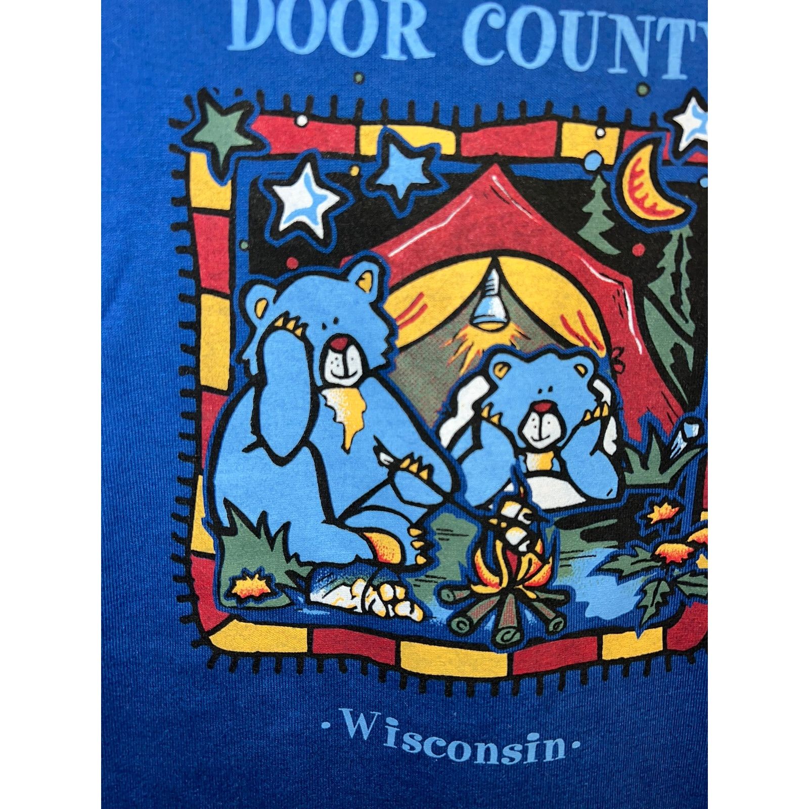 Jerzees Youth Wisconsin Shirt Door County Bears Campfire Top Tee M Size M / US 6-8 / IT 42-44 - 3 Thumbnail