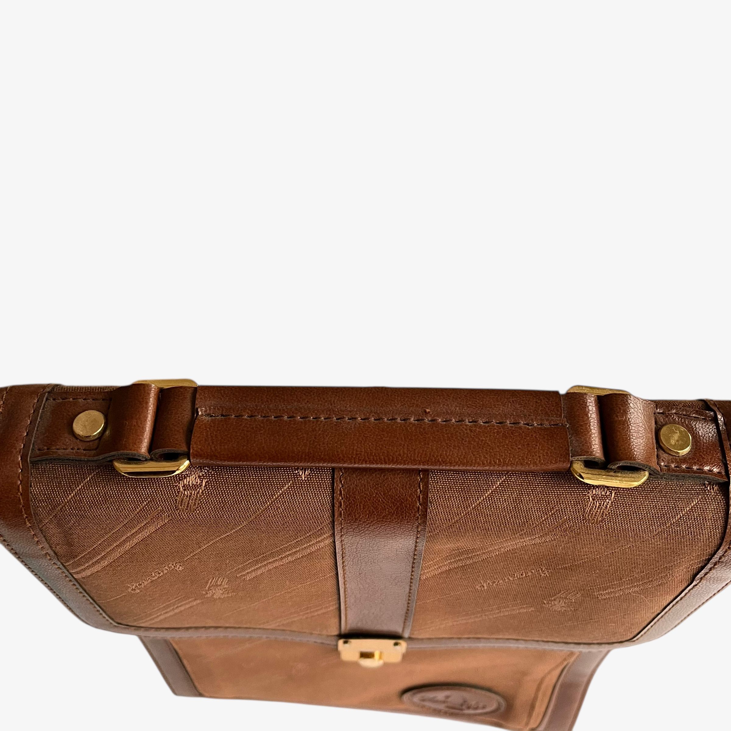Other Vintage 1970s Knight Monogram Print Leather Messenger Bag Size ONE SIZE - 8 Thumbnail