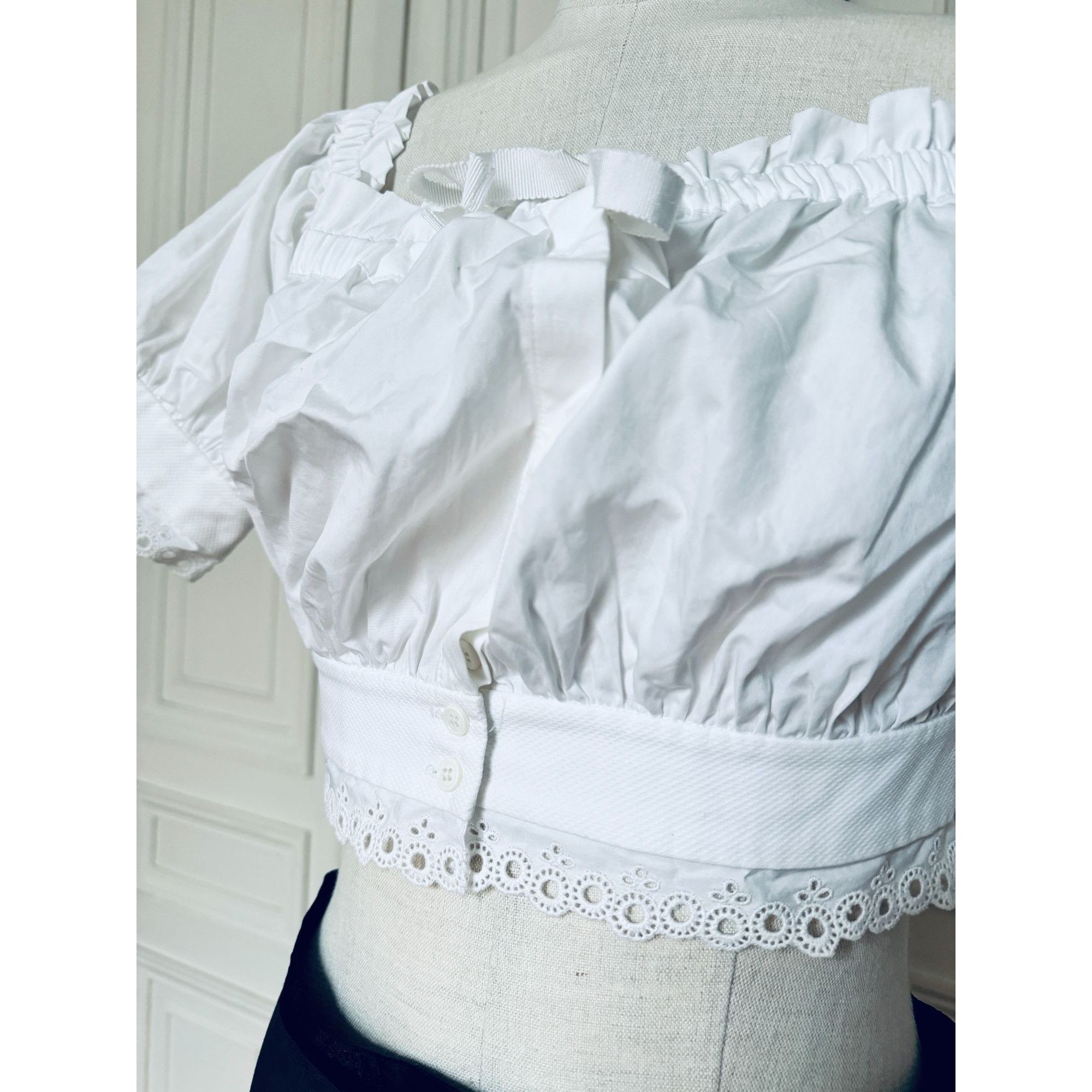Alexander McQueen White Cropped Blouse Size S / US 4 / IT 40 - 2 Thumbnail