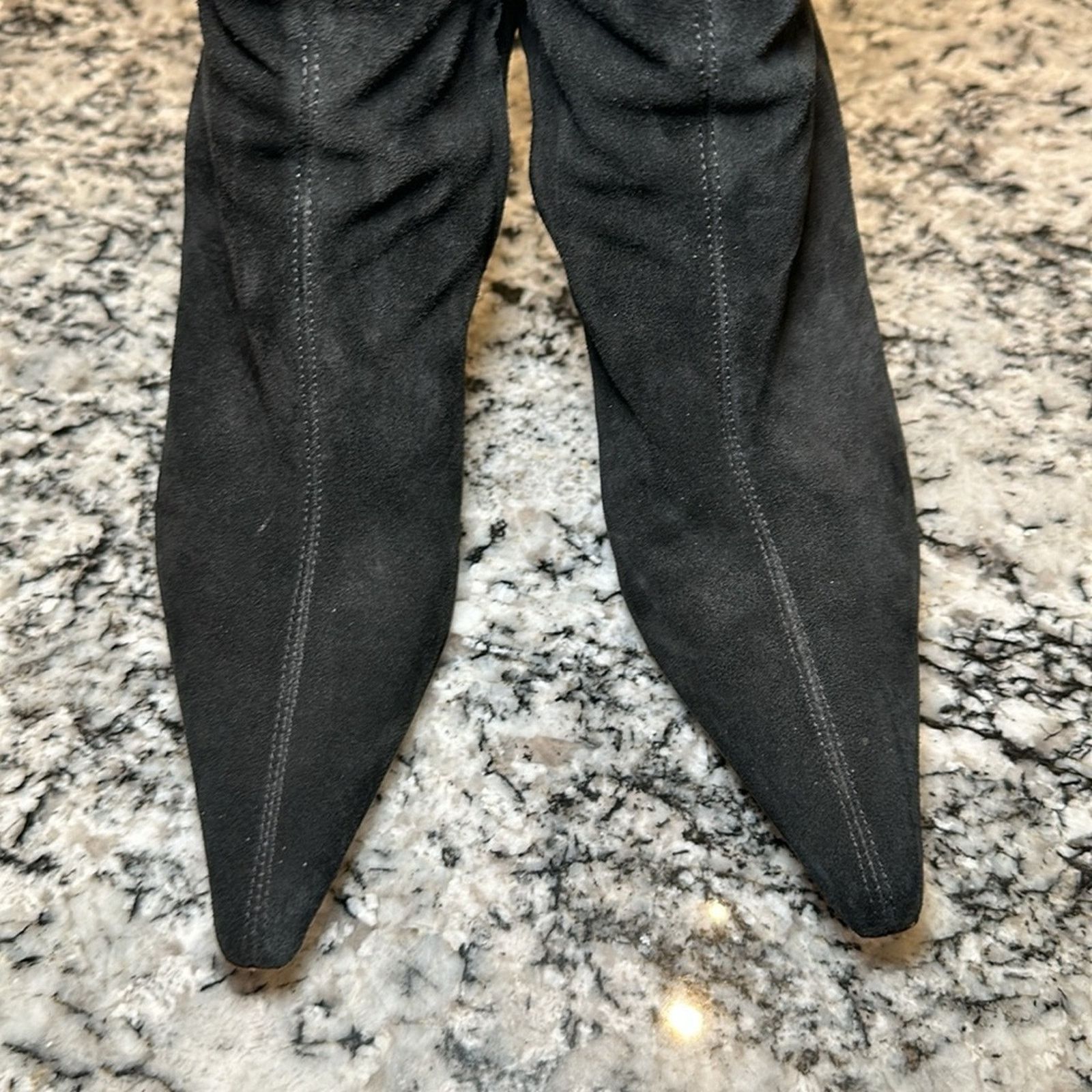St. John Suede Fringe Knee High Heeled Boots - 7B