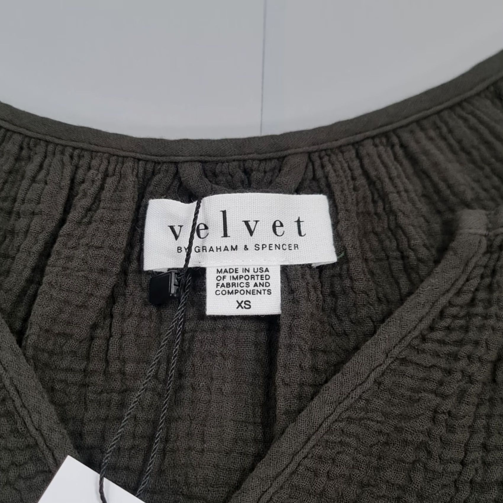 Velvet Velvet by Graham & Spencer Womens Dress Khaki Green XS 3/4 Sleeve A-Line Knee Length 100% Cotton Belted Pockets V-Neck Size XS / US 0-2 / IT 36-38 - 4 Thumbnail