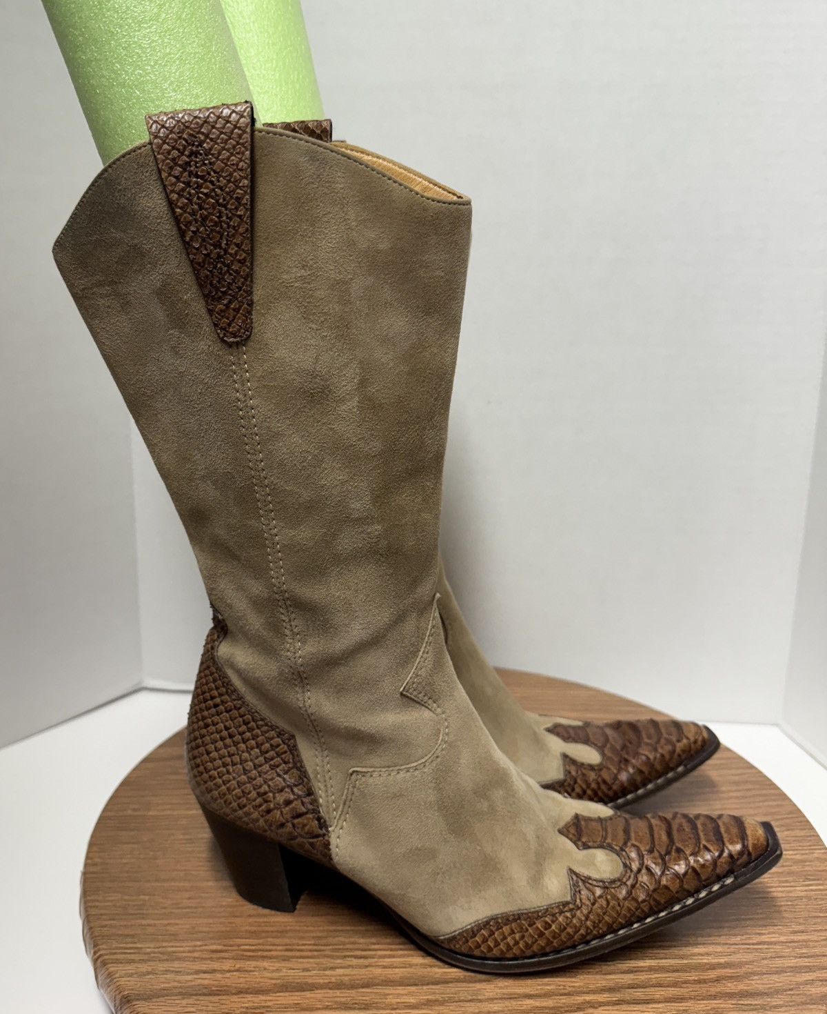Other Paul Green Munchen Women Handmade Suede Cowgirl Boots Size US 8 / IT 38 - 3 Thumbnail