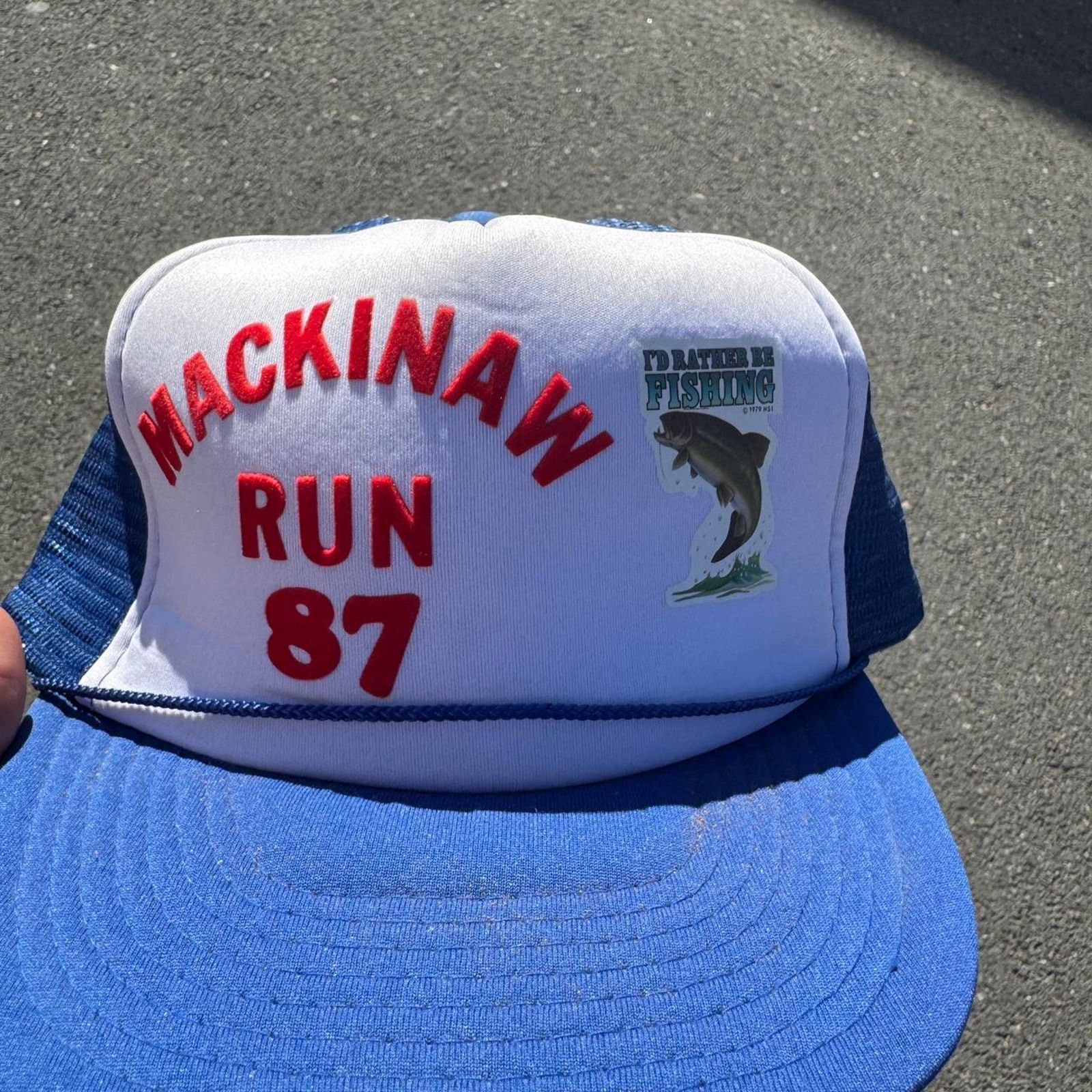 Vintage Vintage 80s Mackinaw Run ’87 Fishing Trucker Hat Size ONE SIZE - 6 Thumbnail