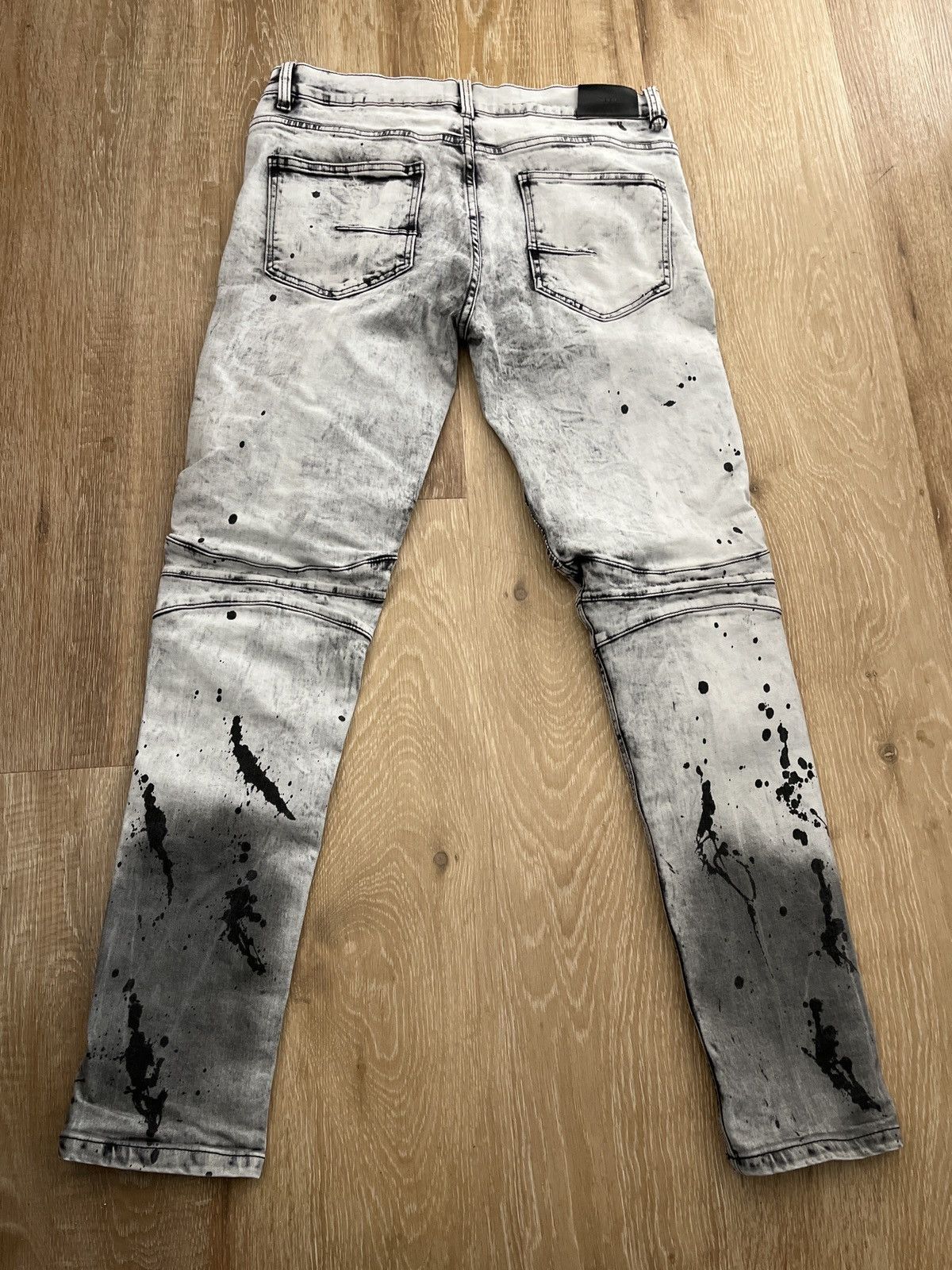H&M KDNK Medium Grey White and black biker jeans used size 32x32 Size US 32 / EU 48 - 2 Thumbnail