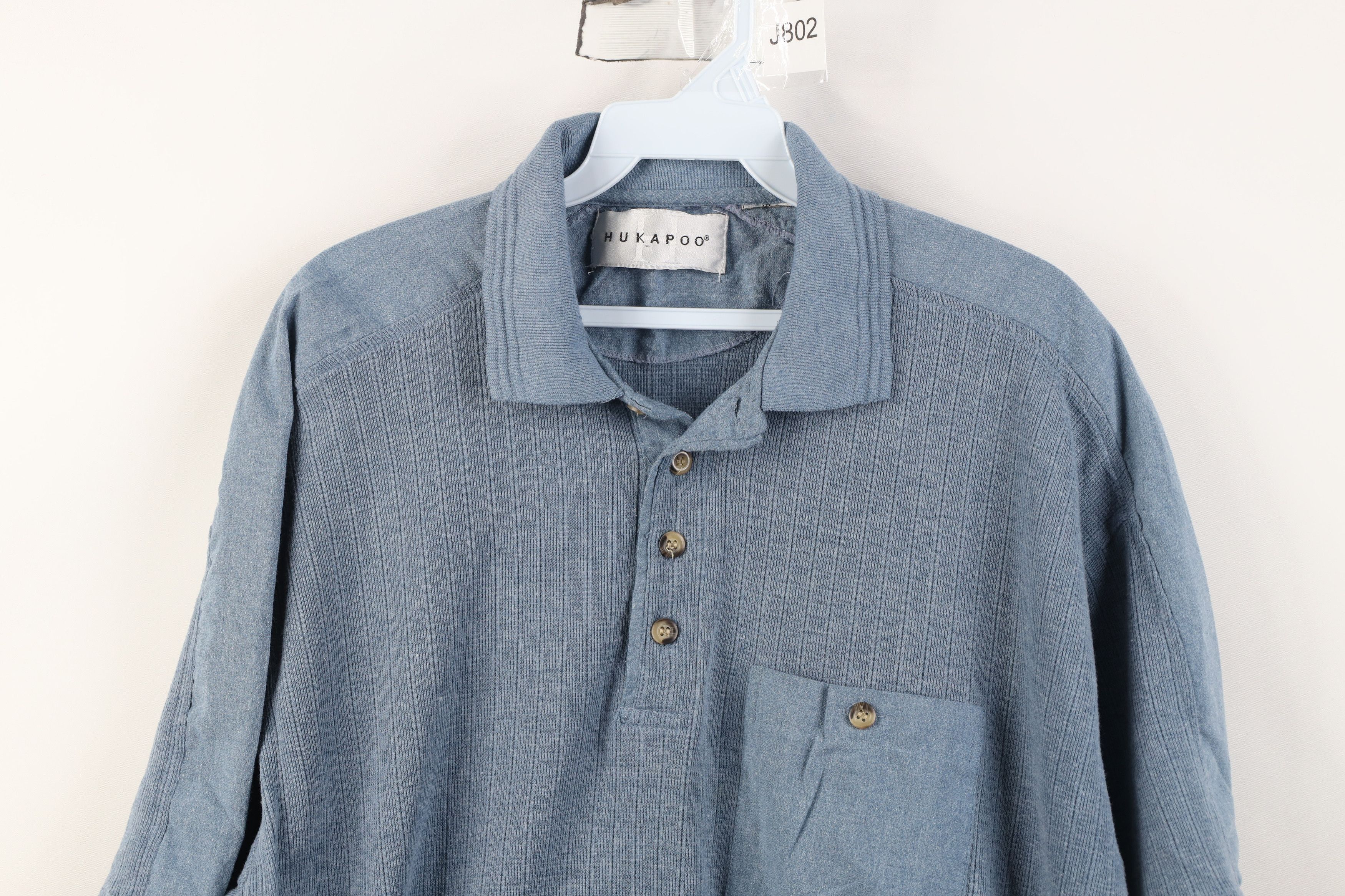 Vintage Vintage 90s Streetwear Chambray Pullover Polo Shirt Blue Size US M / EU 48-50 / 2 - 2 Thumbnail
