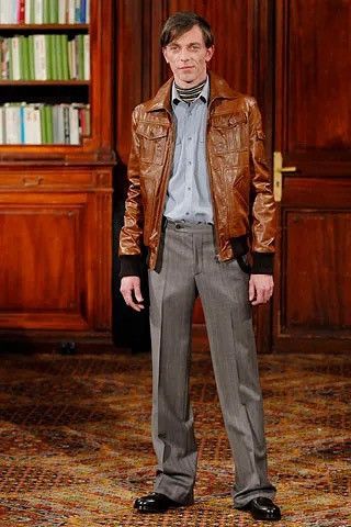 image of Veronique Branquinho Aw2007 Pilot Leather Jacket in Brown, Men's (Size XL)