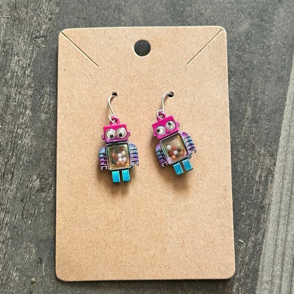 Purple rainbow robot stud earrings Size ONE SIZE - 1 Thumbnail