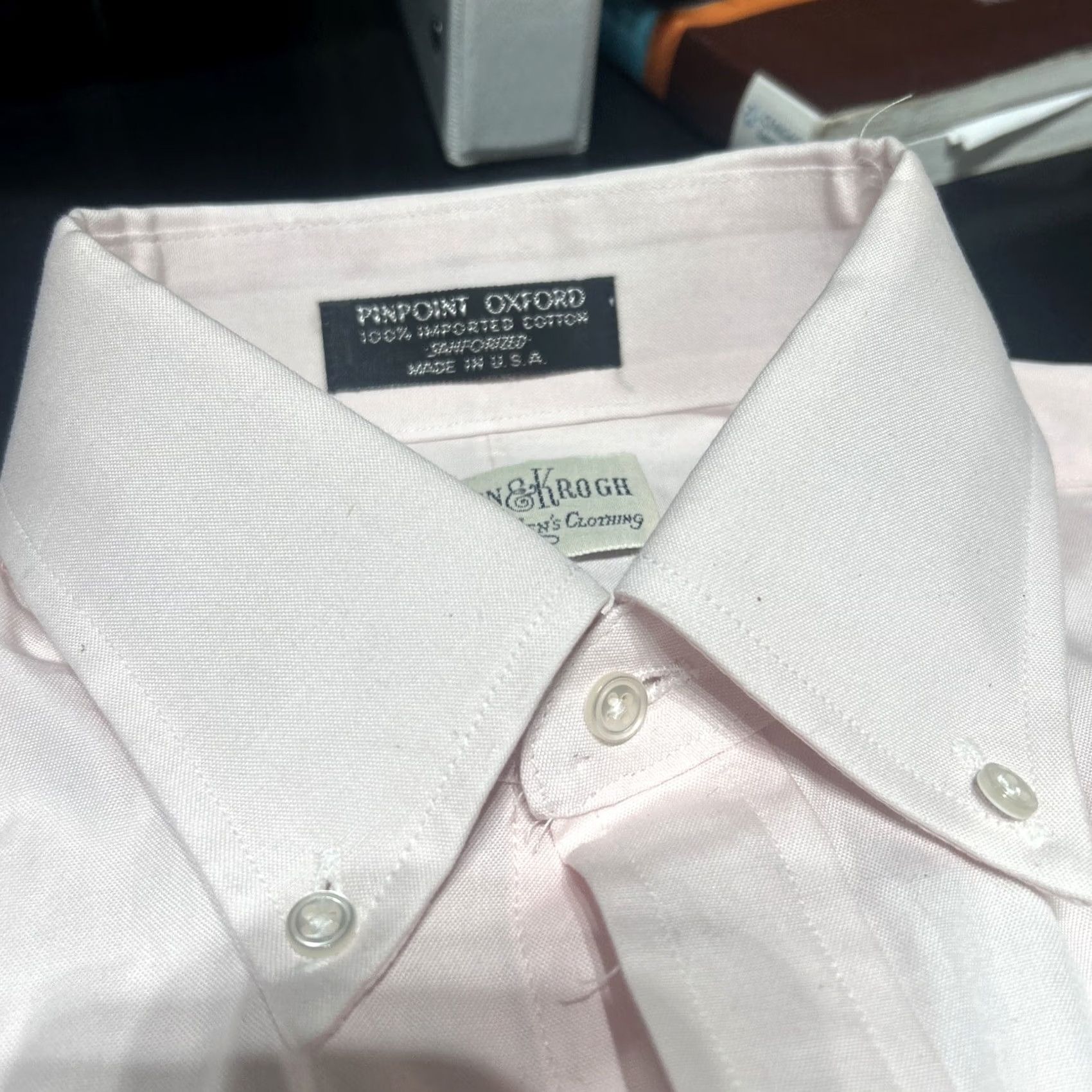 Vintage VTG Planteen&krogh Men's 100% Imported Cotton Light Pink Oxford Academia Shirt Size US M / EU 48-50 / 2 - 2 Thumbnail