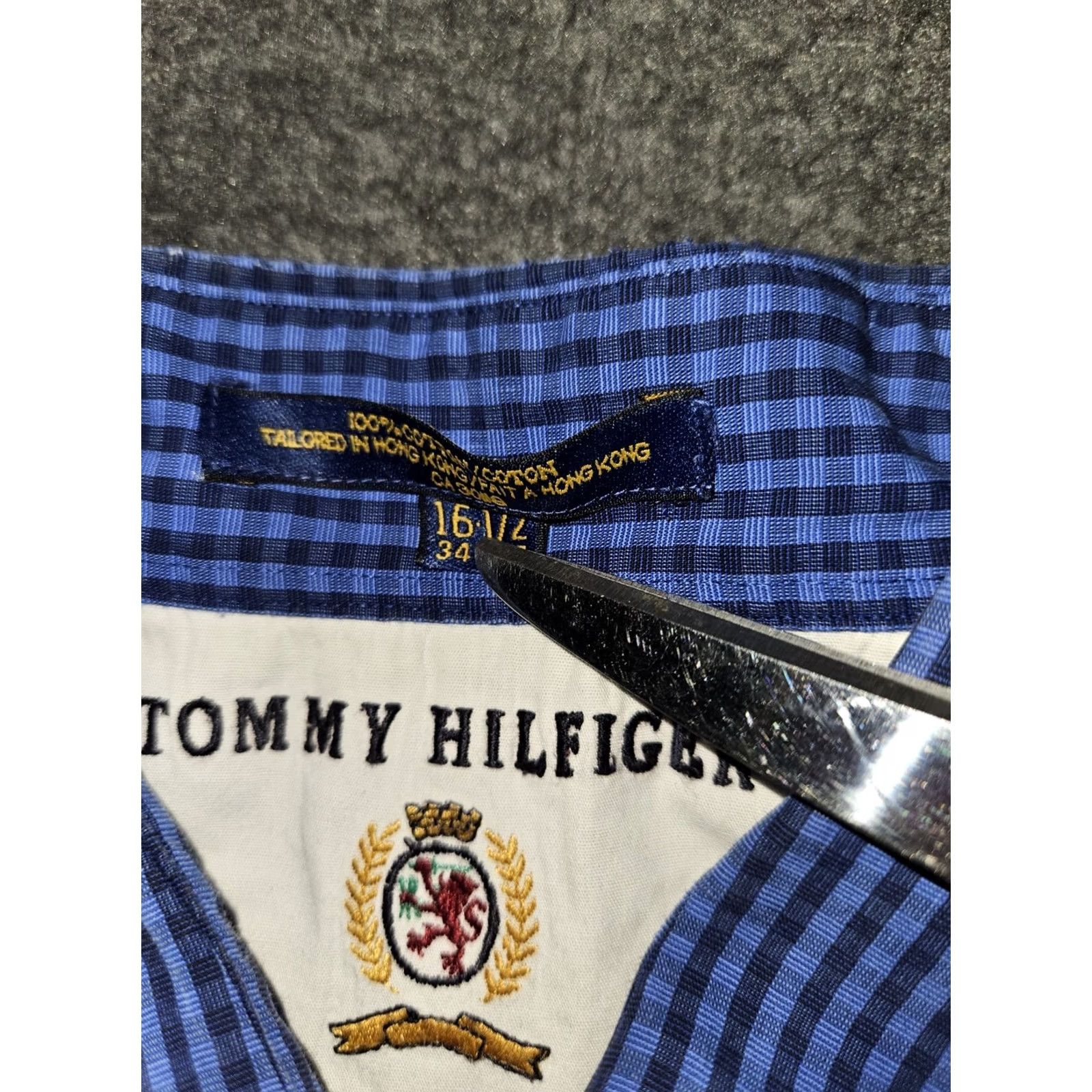 Tommy Hilfiger VINTAGE Tommy Hilfiger Button-Up Shirt Men's 16.5 34-35 Blue Check Long Sleeve Size US XL / EU 56 / 4 - 2 Thumbnail