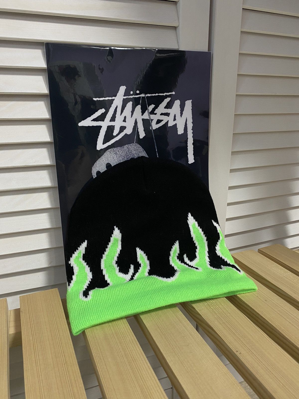 Hysteric Glamour × Japanese Brand Aesthetic Hat Y2K Green Fire Beanie Size ONE SIZE - 5 Thumbnail