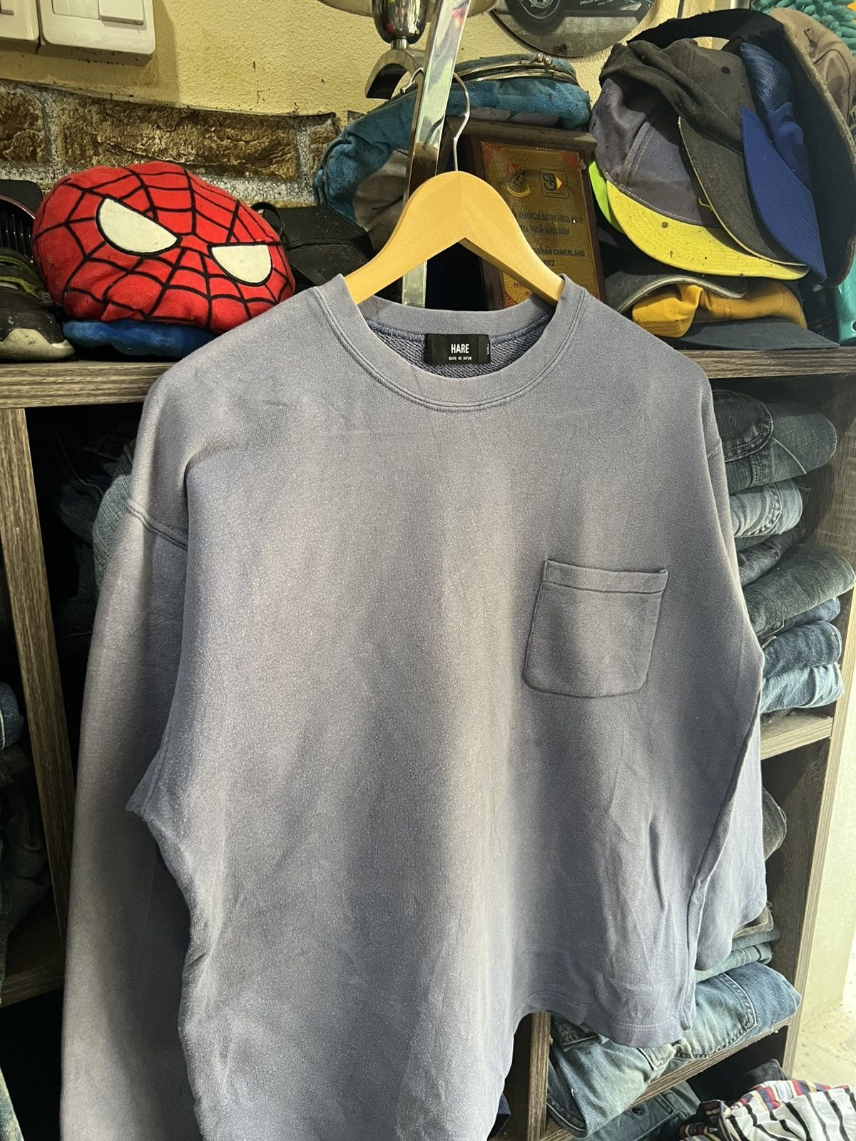 HARE 🔥Rare Sun Faded Hare Single Pocket Crewneck Sweatshirt Size US M / EU 48-50 / 2 - 8 Thumbnail